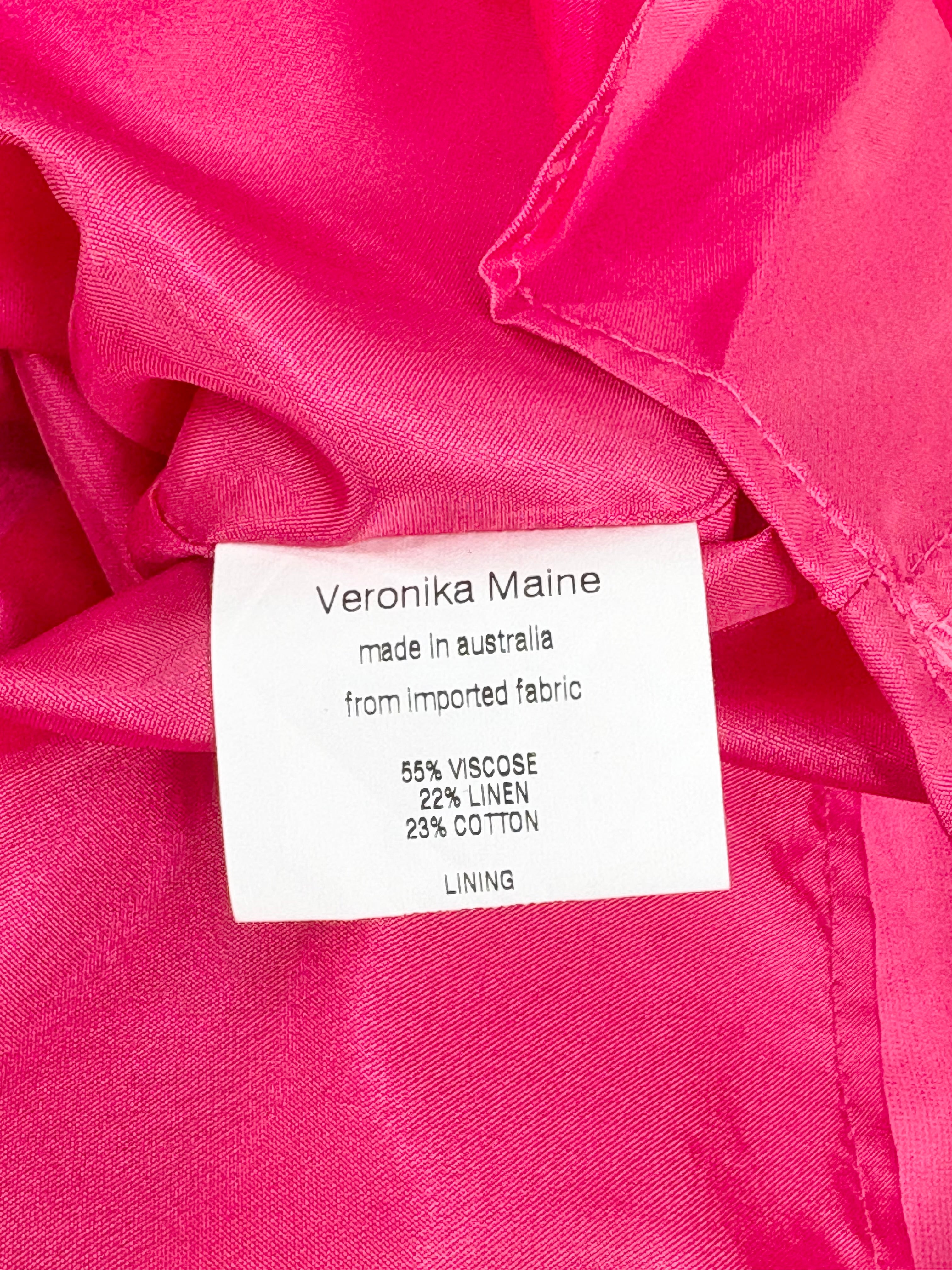 Veronika Maine Satin Magenta Sleeveless Midi Dress - AU12