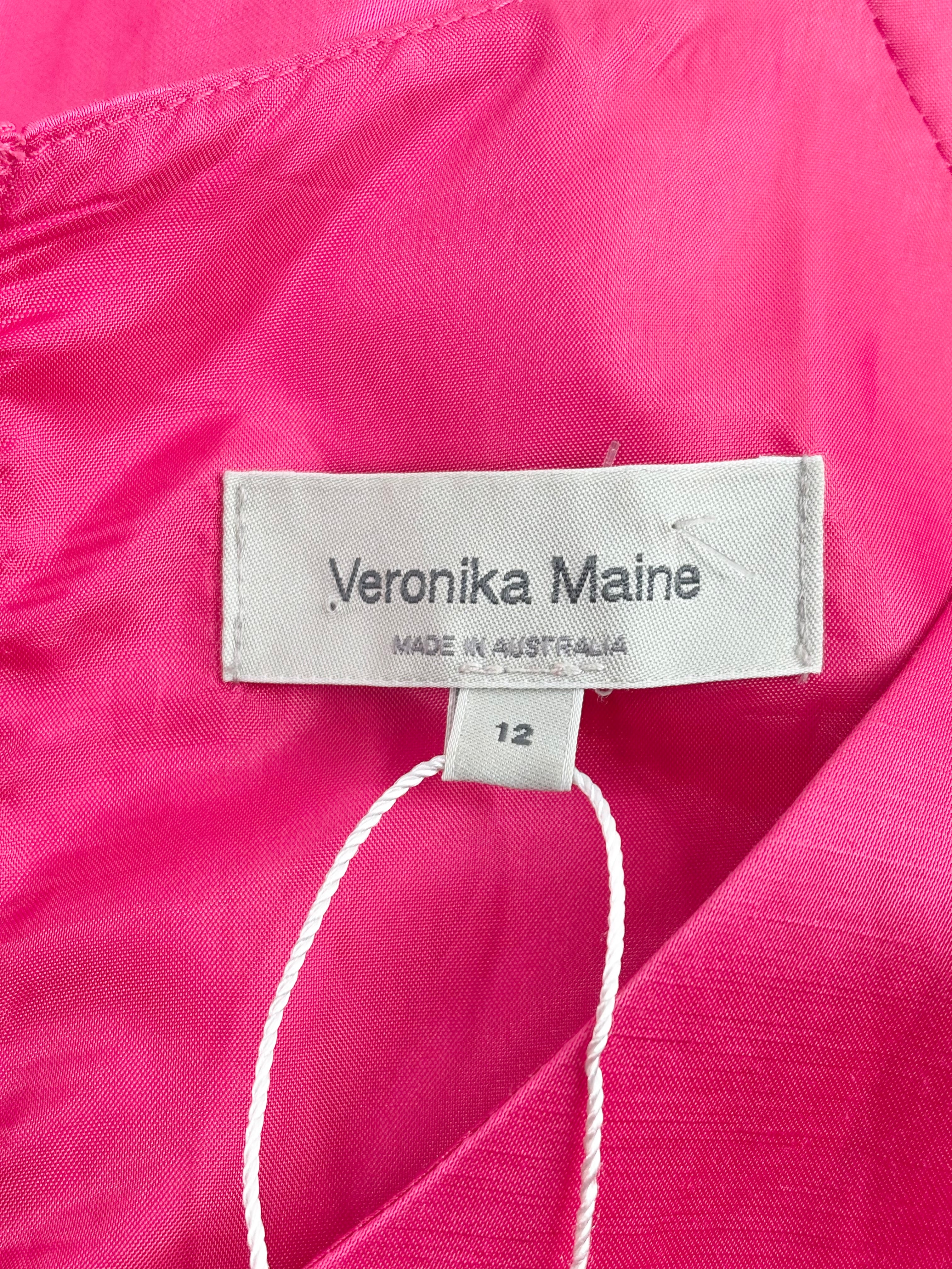 Veronika Maine Satin Magenta Sleeveless Midi Dress - AU12