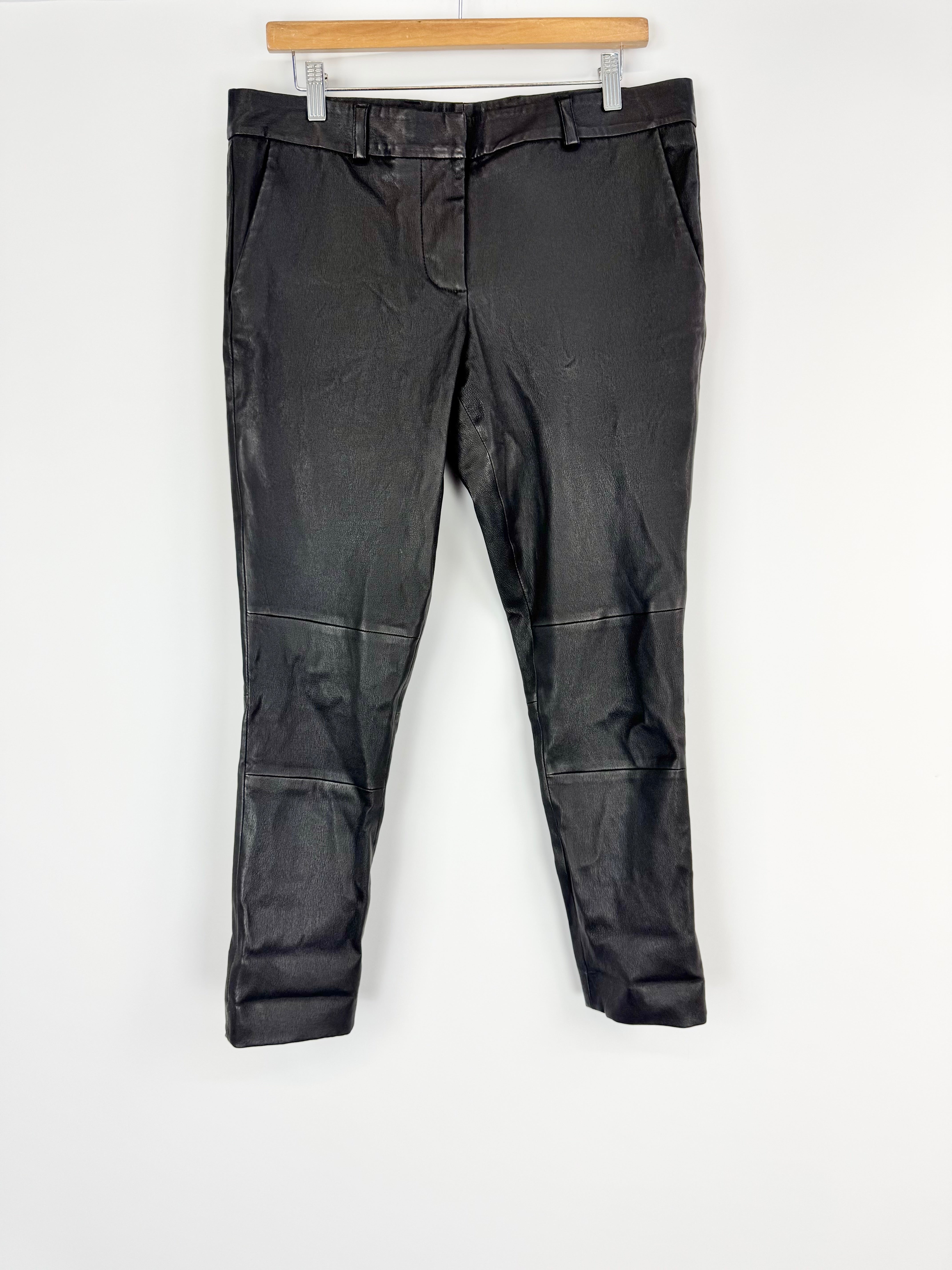 Olivia Sheed Black Stretch Leather 'Boyfriend' Pants - AU12