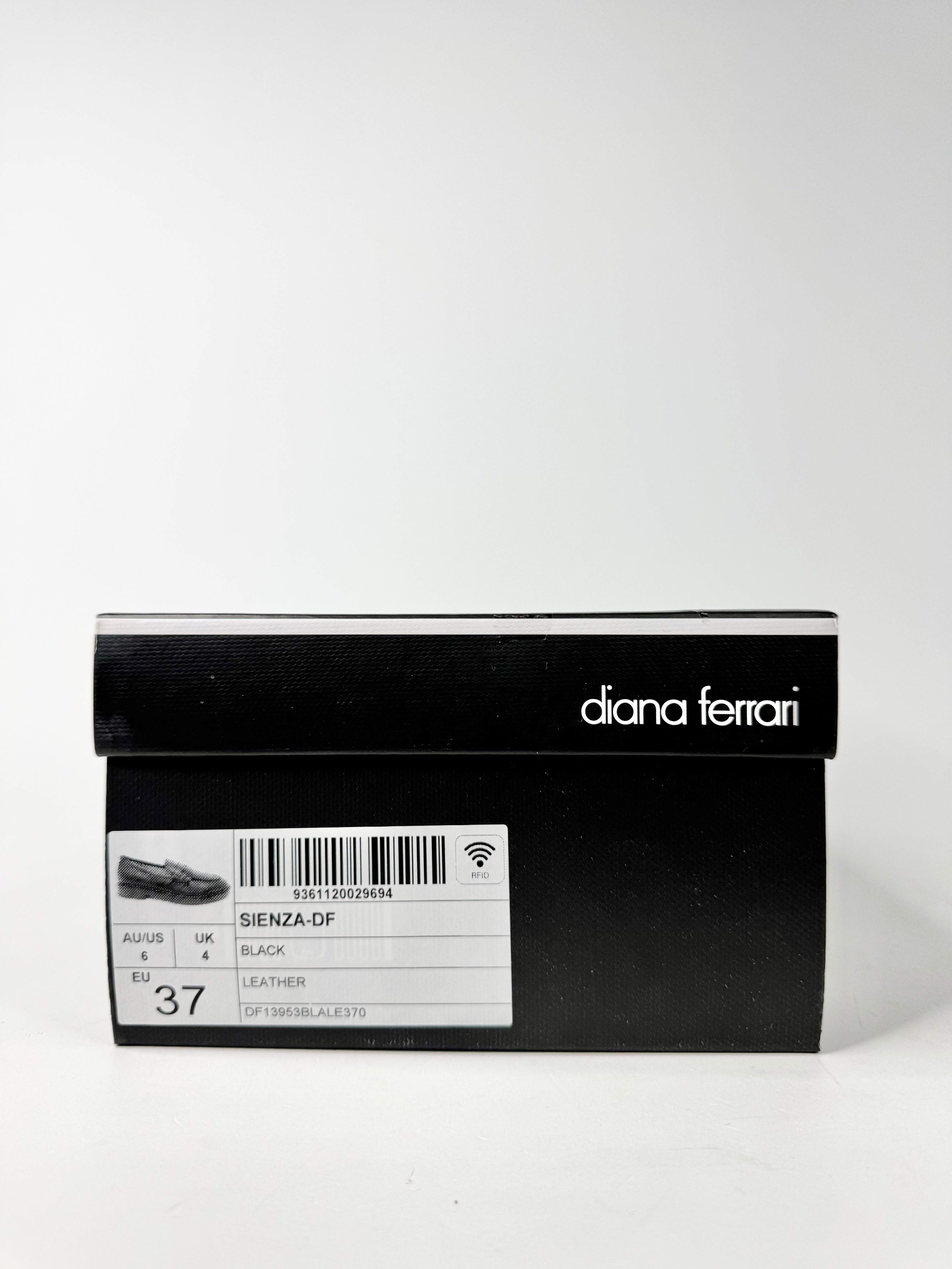 MFW Diana Ferrari Sienza Black Leather Loafers - EU37