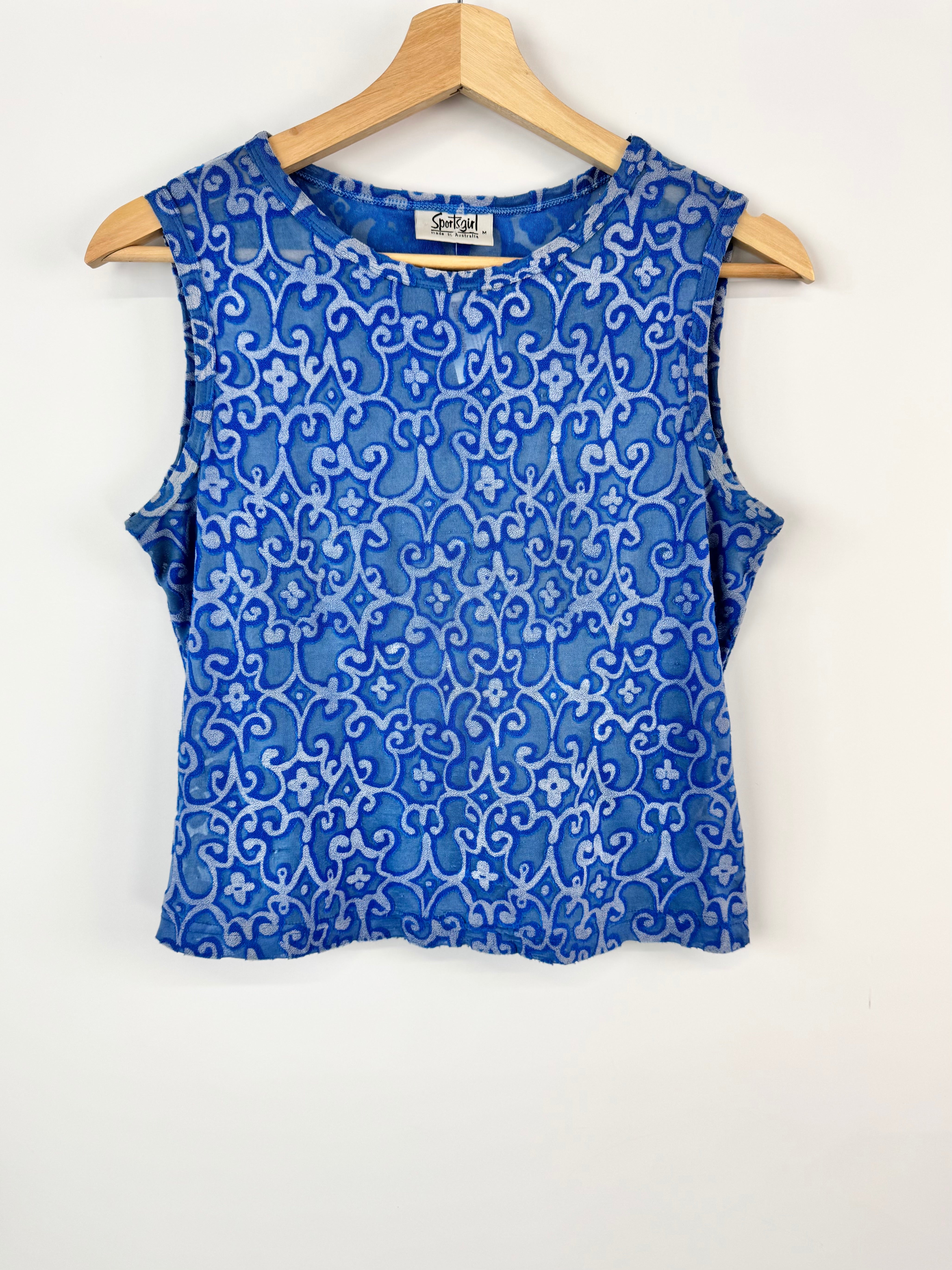 VINTAGE 90s SPORTSGIRL BLUE SLEEVELESS TOP - AU8