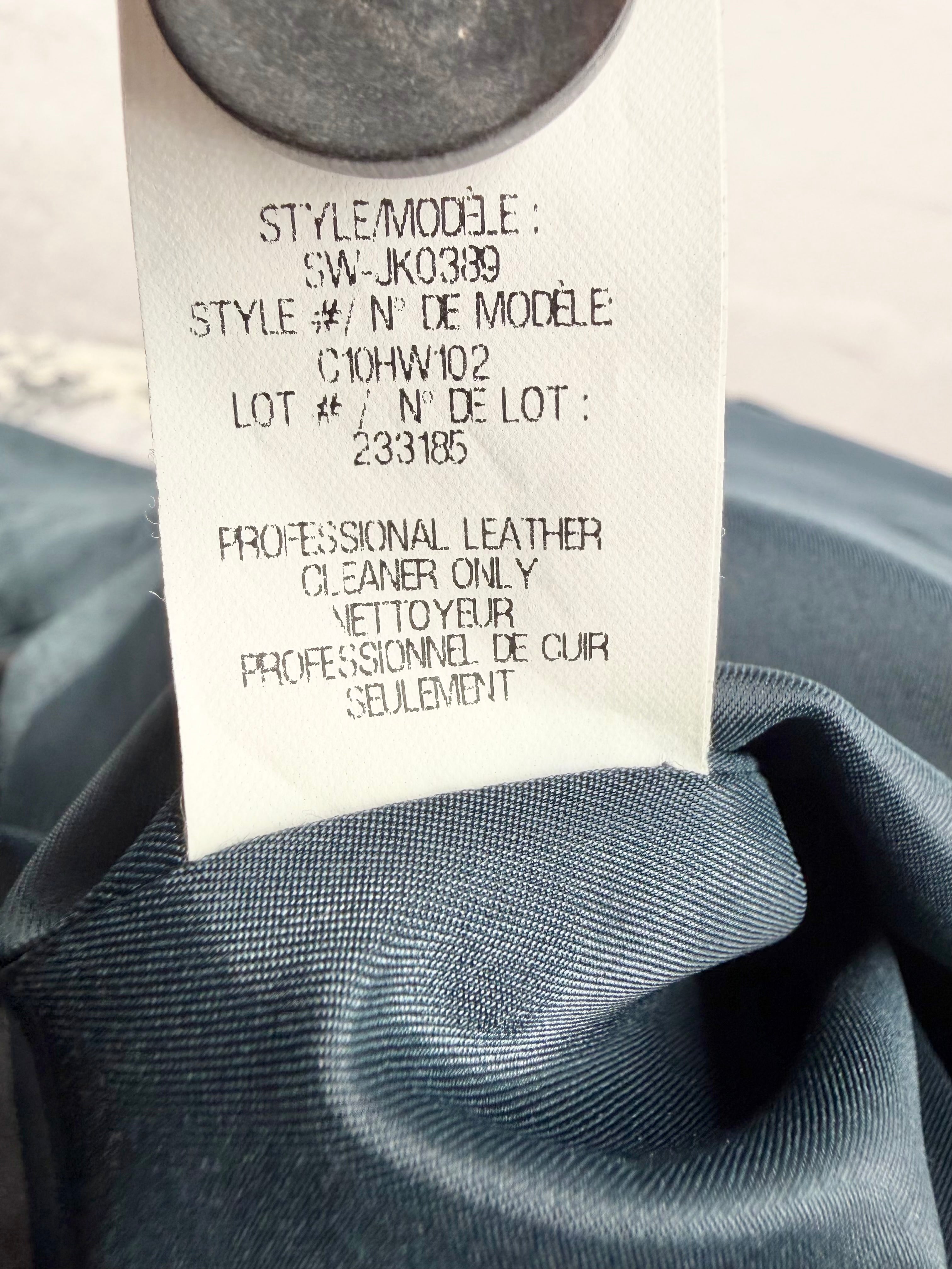 Helmut Lang Crushed Satin & Leather Petrol & Black Blazer - AU8/10
