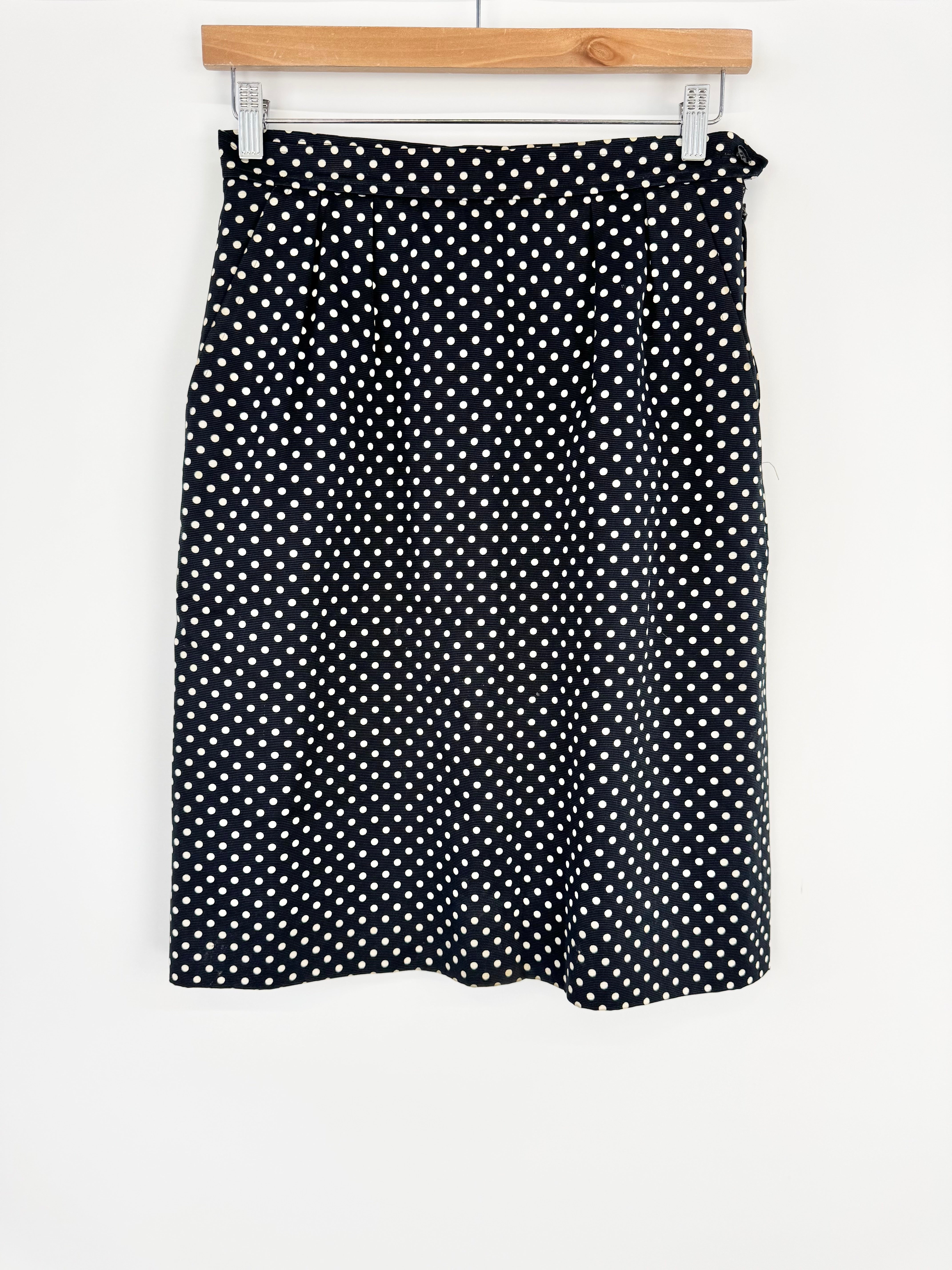 Vintage Yves Saint Laurent Rive Gauche Polka Dot Pencil Skirt - AU10/12