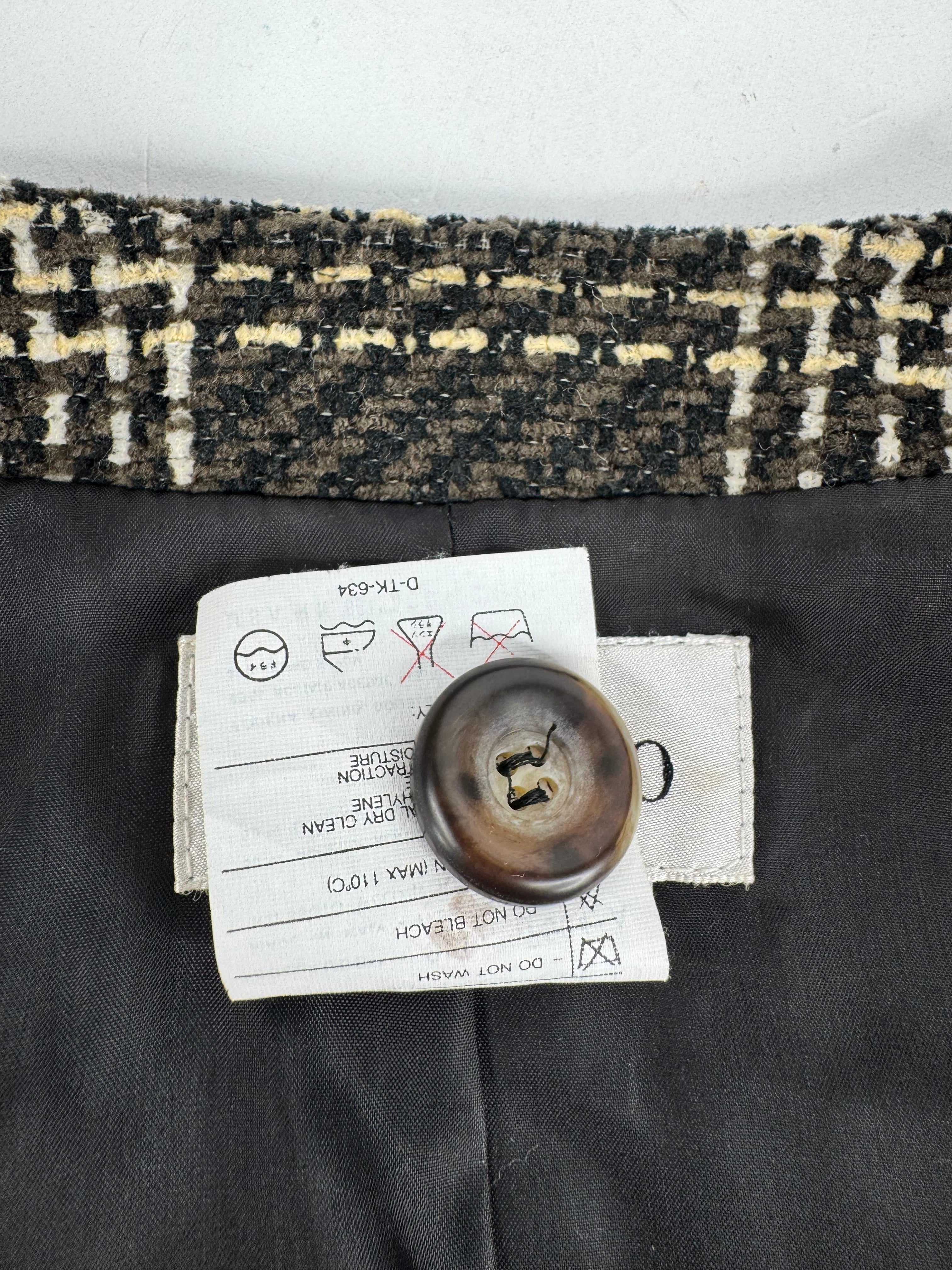 Valentino Miss V Brown & Cream Glen Plaid Cropped Blazer - AU10