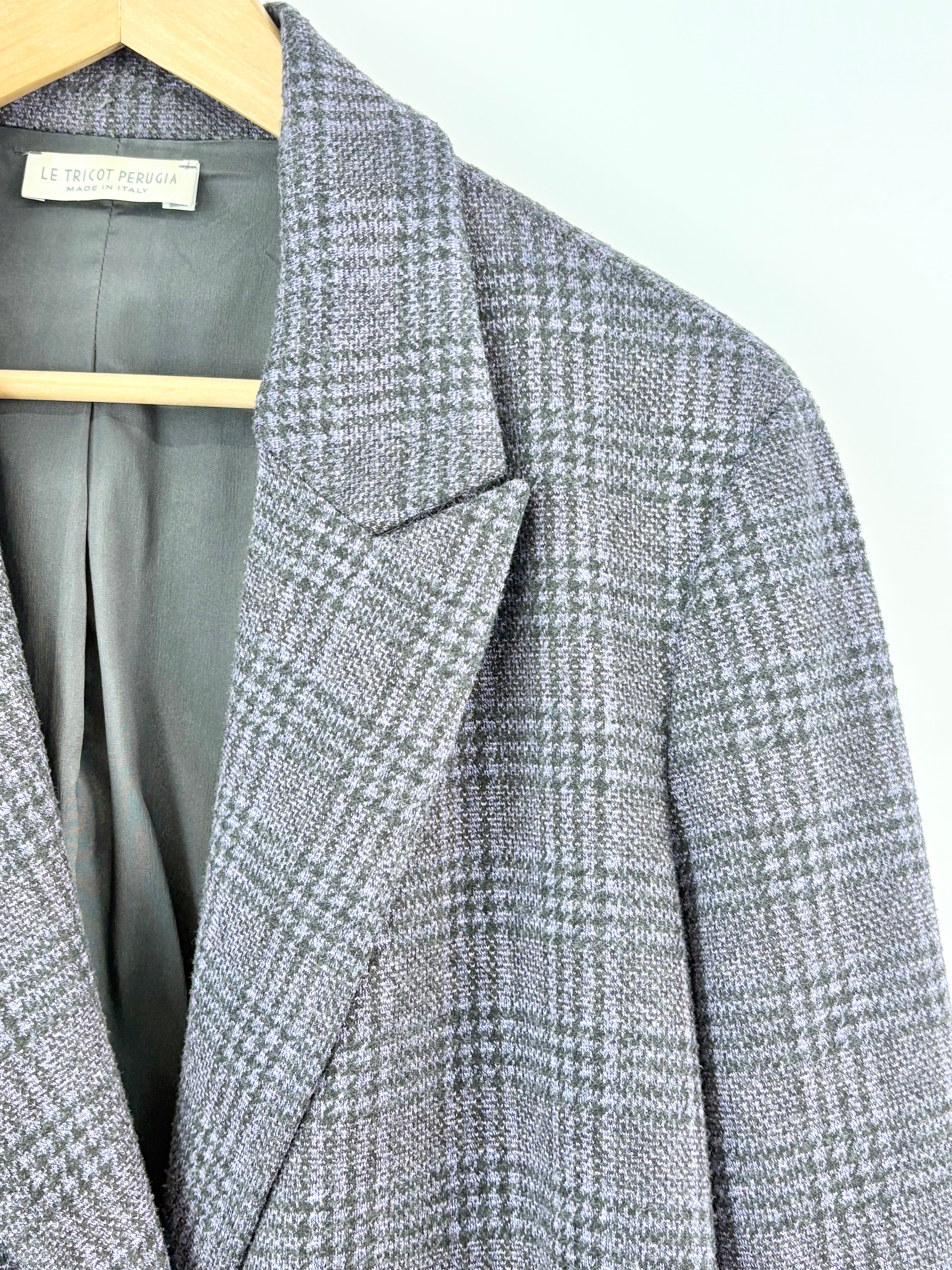 Le Tricot Perugia Purple-Check Blazer - AU12/14