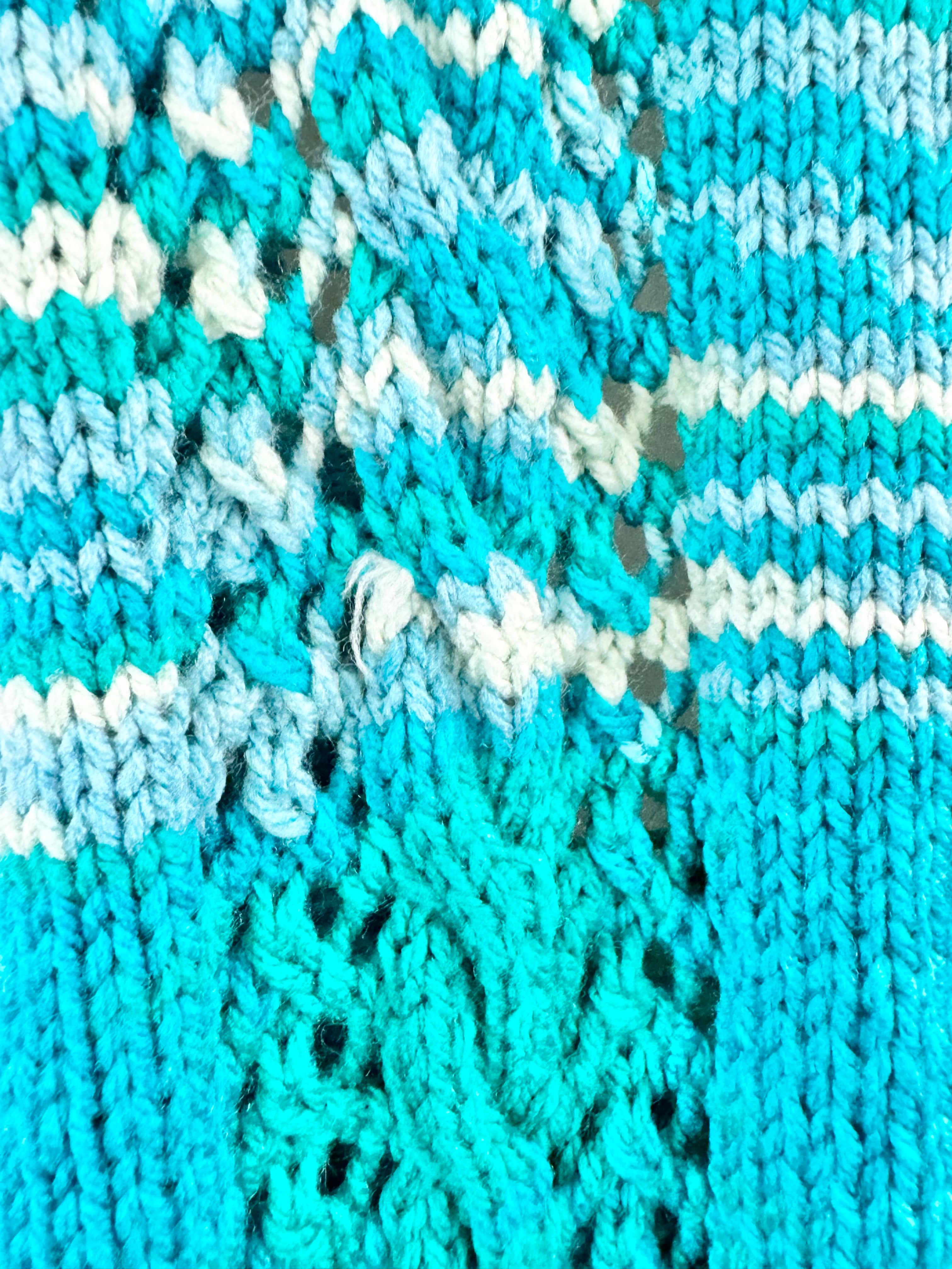 Hand Made Blue Acrylic Puff Sleeve Jumper - AU8/10