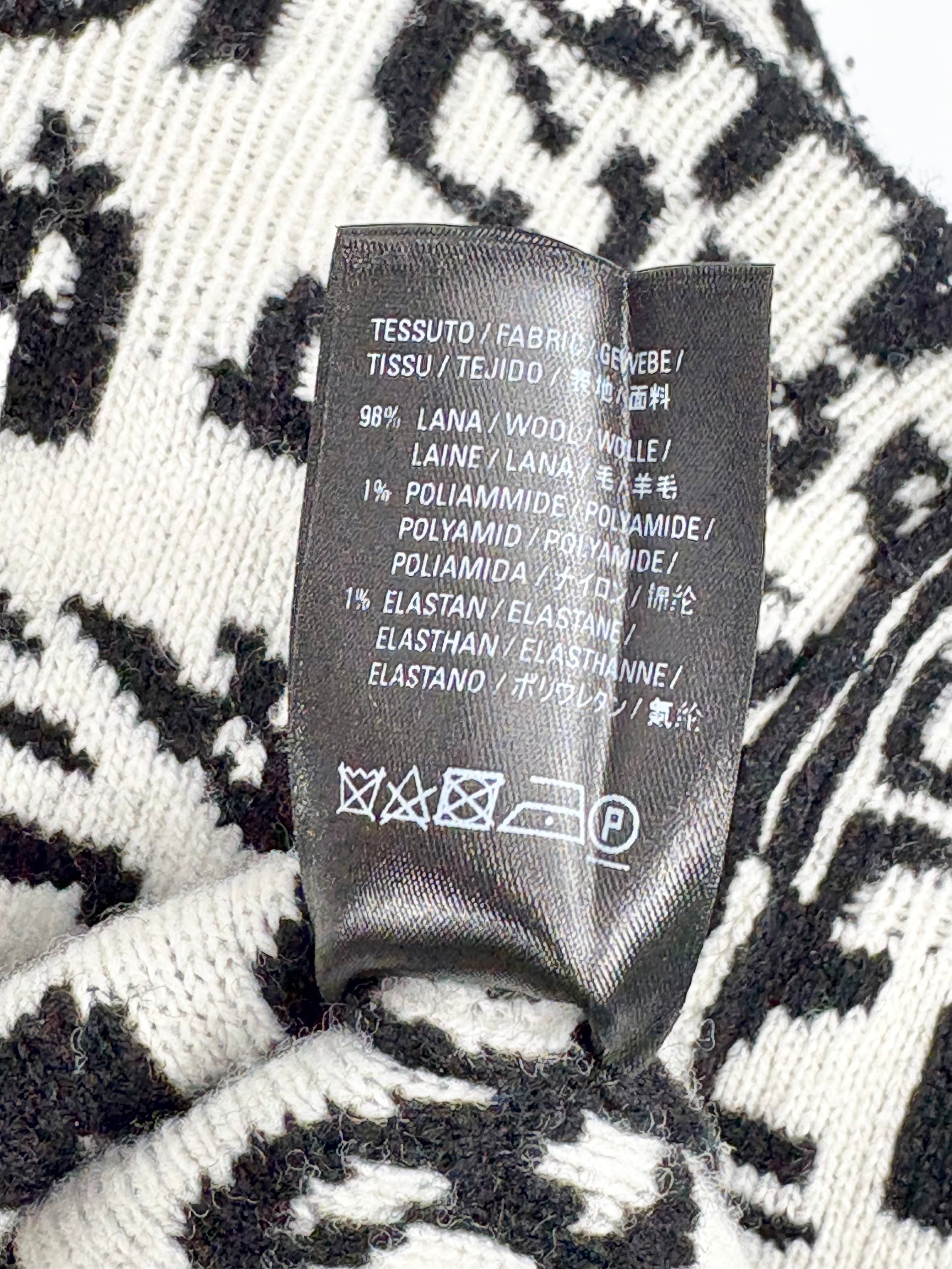 Balenciaga Black & White All-Over Print Logo Knit Turtleneck Sweater - AU8/10