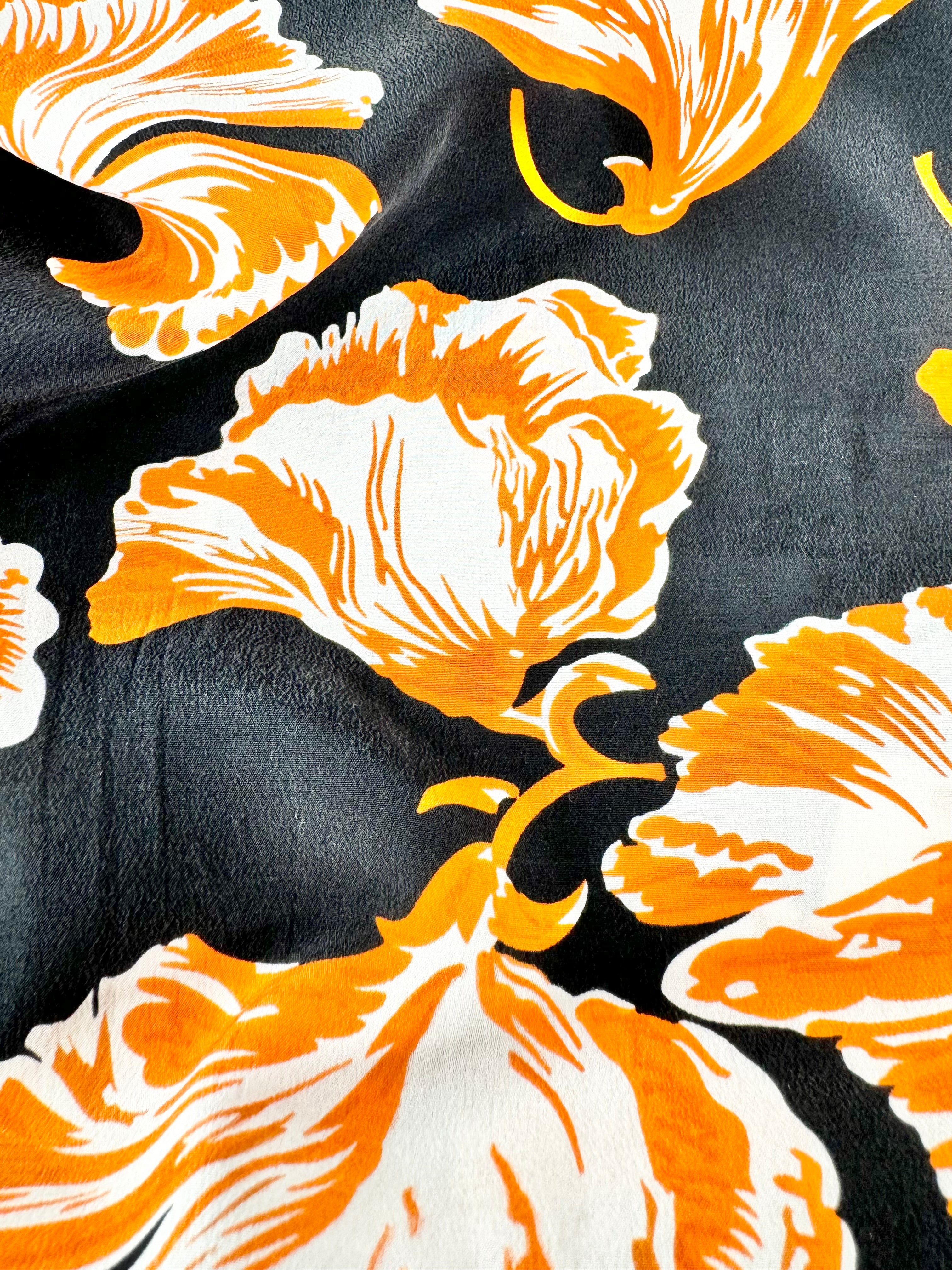 Ganni 'Geroux' Black & Orange Silk Slip - AU8
