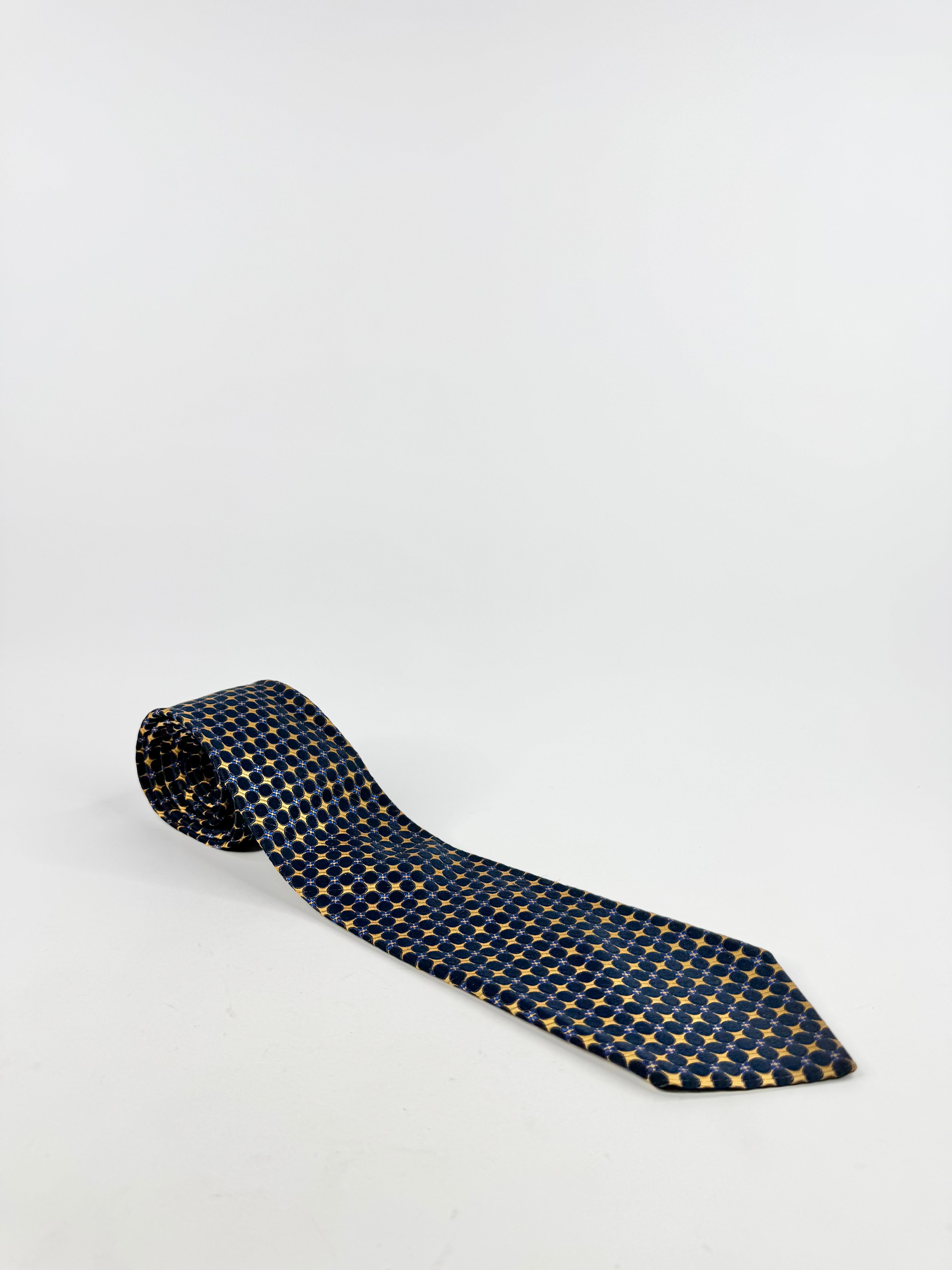 Valentino Blue, Navy & Gold Silk Tie