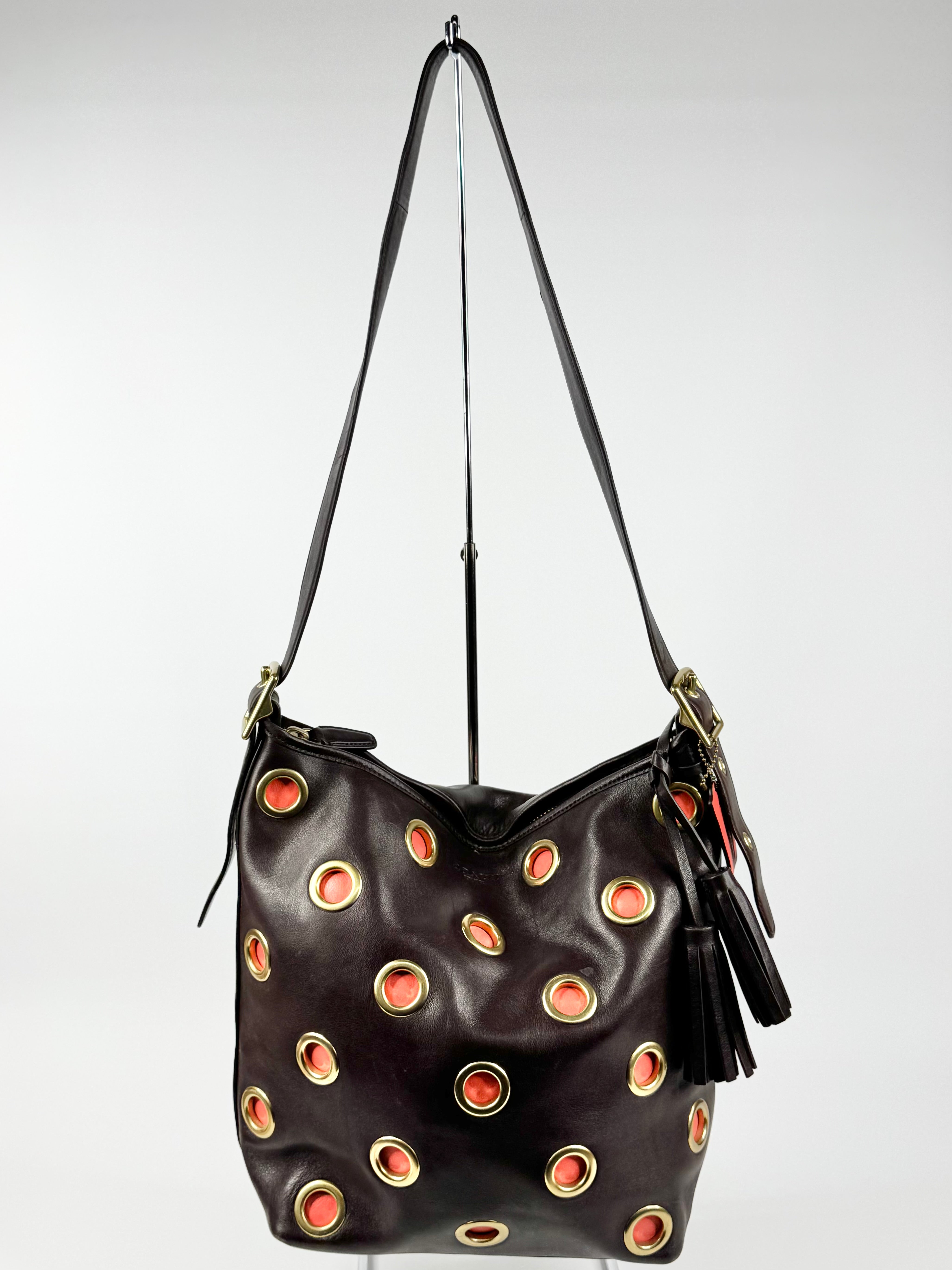 Coach 'Legacy' Double Gromment Umber & Orange Shoulder Bag