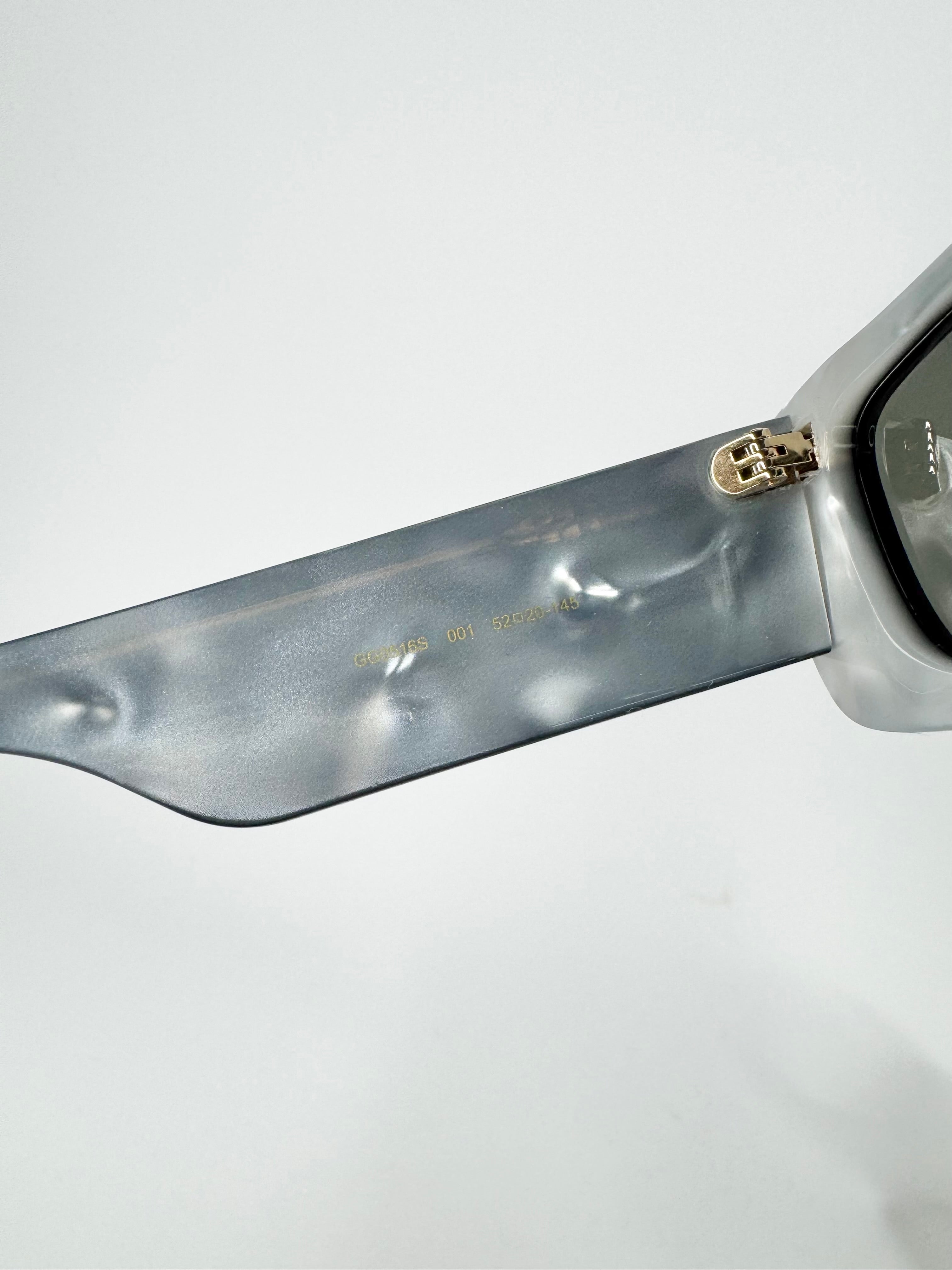 Gucci Black & Blue Rectangular GG Sunglasses