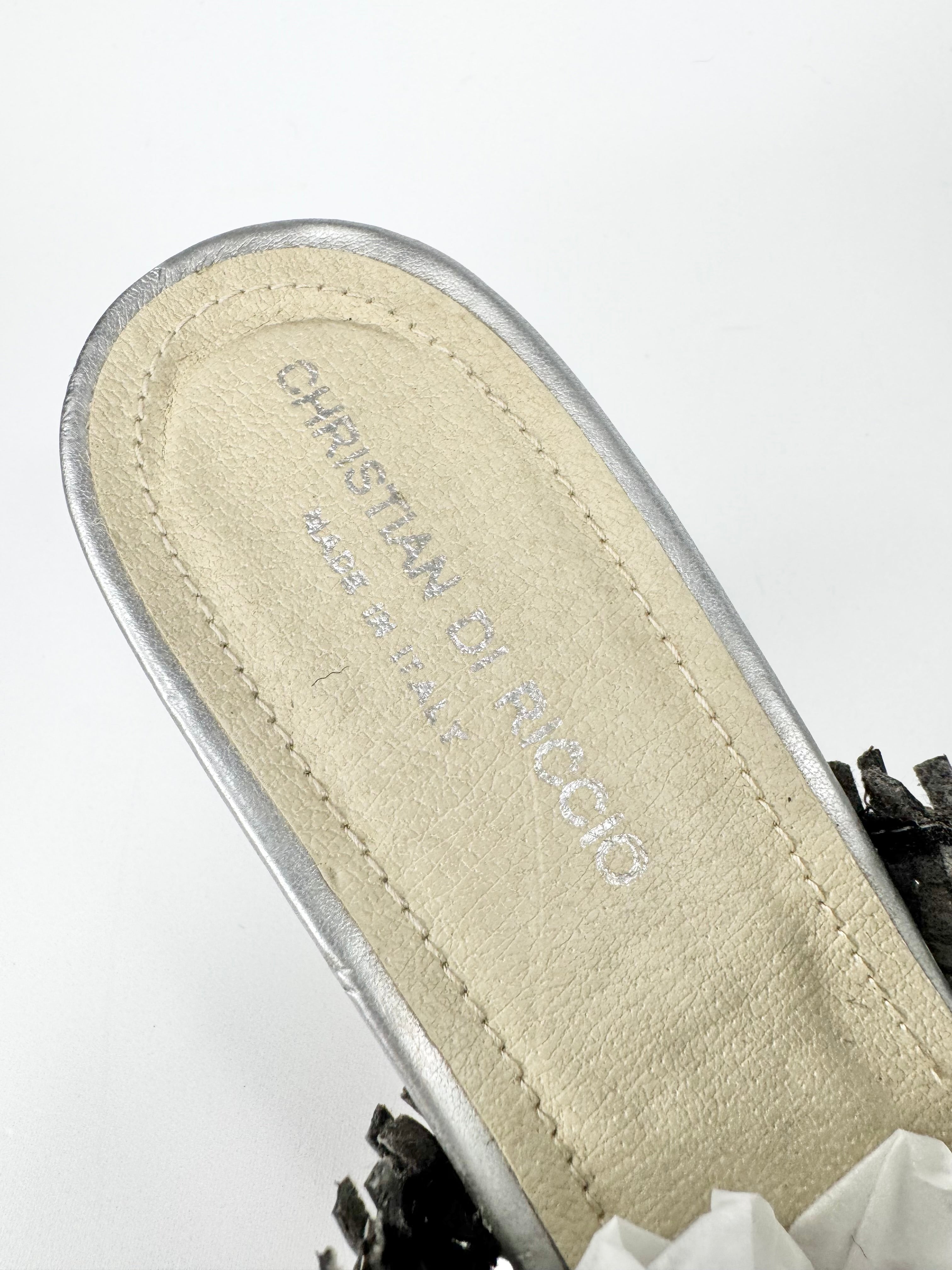 Christian di Riccio Silver Woven Mules - EU41