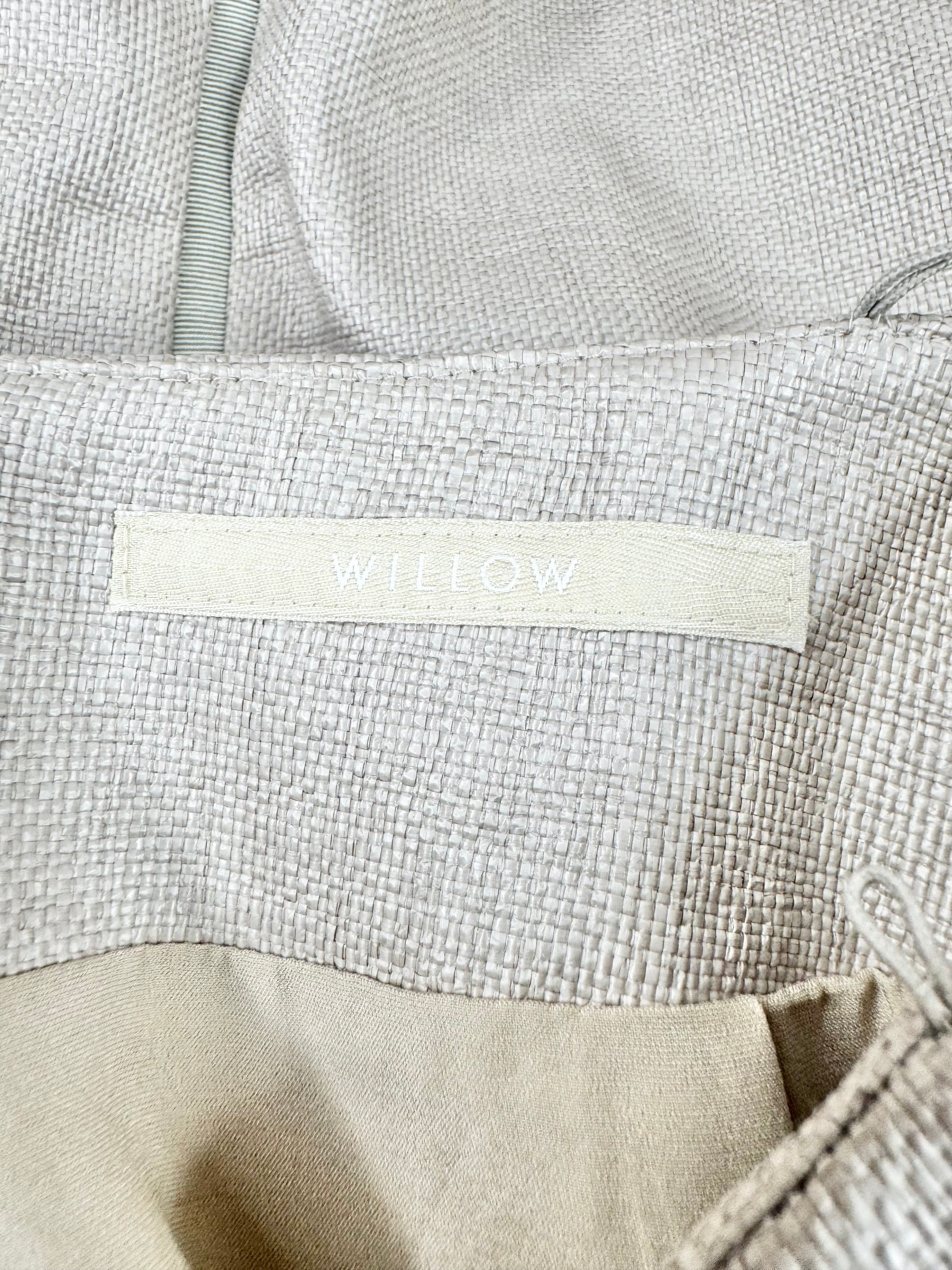 Willow Beige Raffia Silk Lined Pencil Skirt - AU6