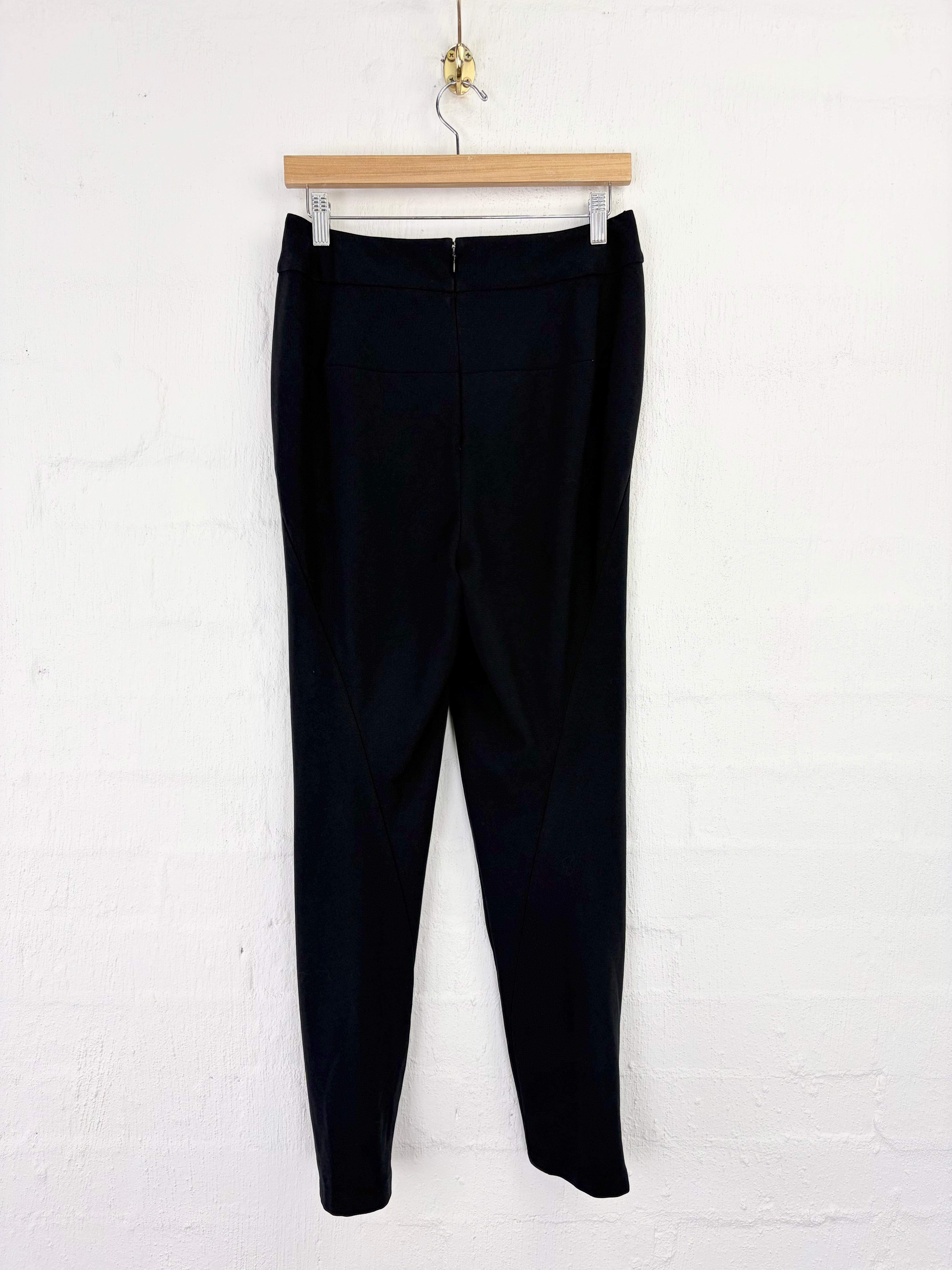 Willow Black Asymmetrical Front Pleat Slacks - AU8