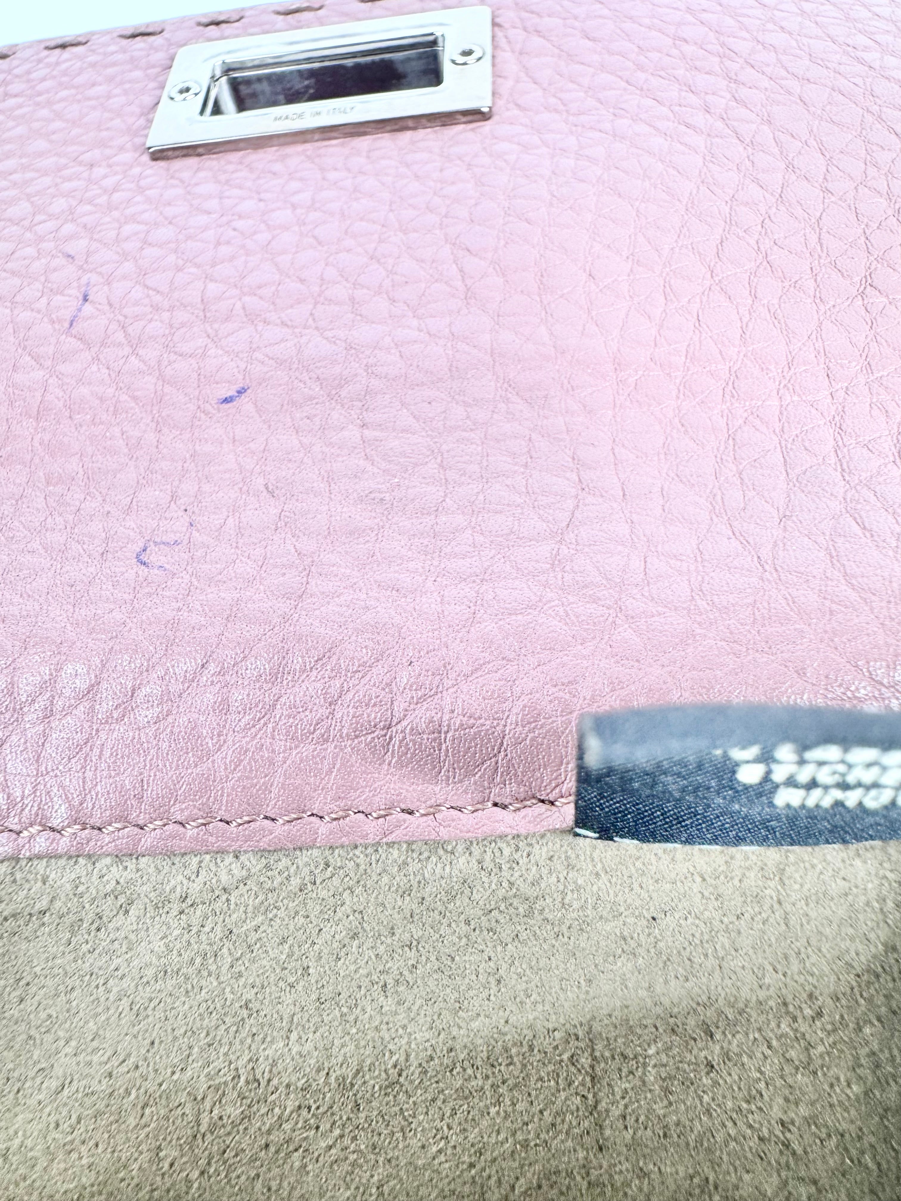 Fendi Blush Pink Peekapoo Tri-Fold Calf Leather Wallet