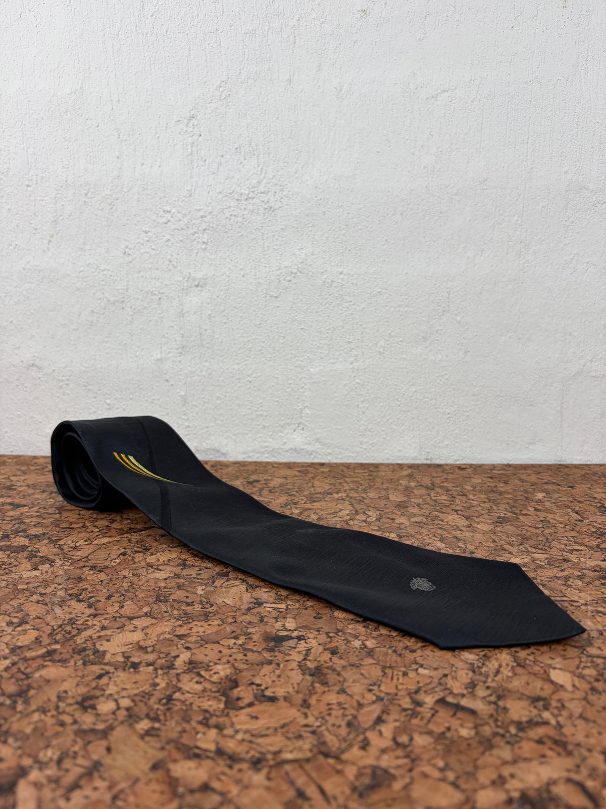 Vintage Gianni Versace Black Medusa Head Embellished Tie