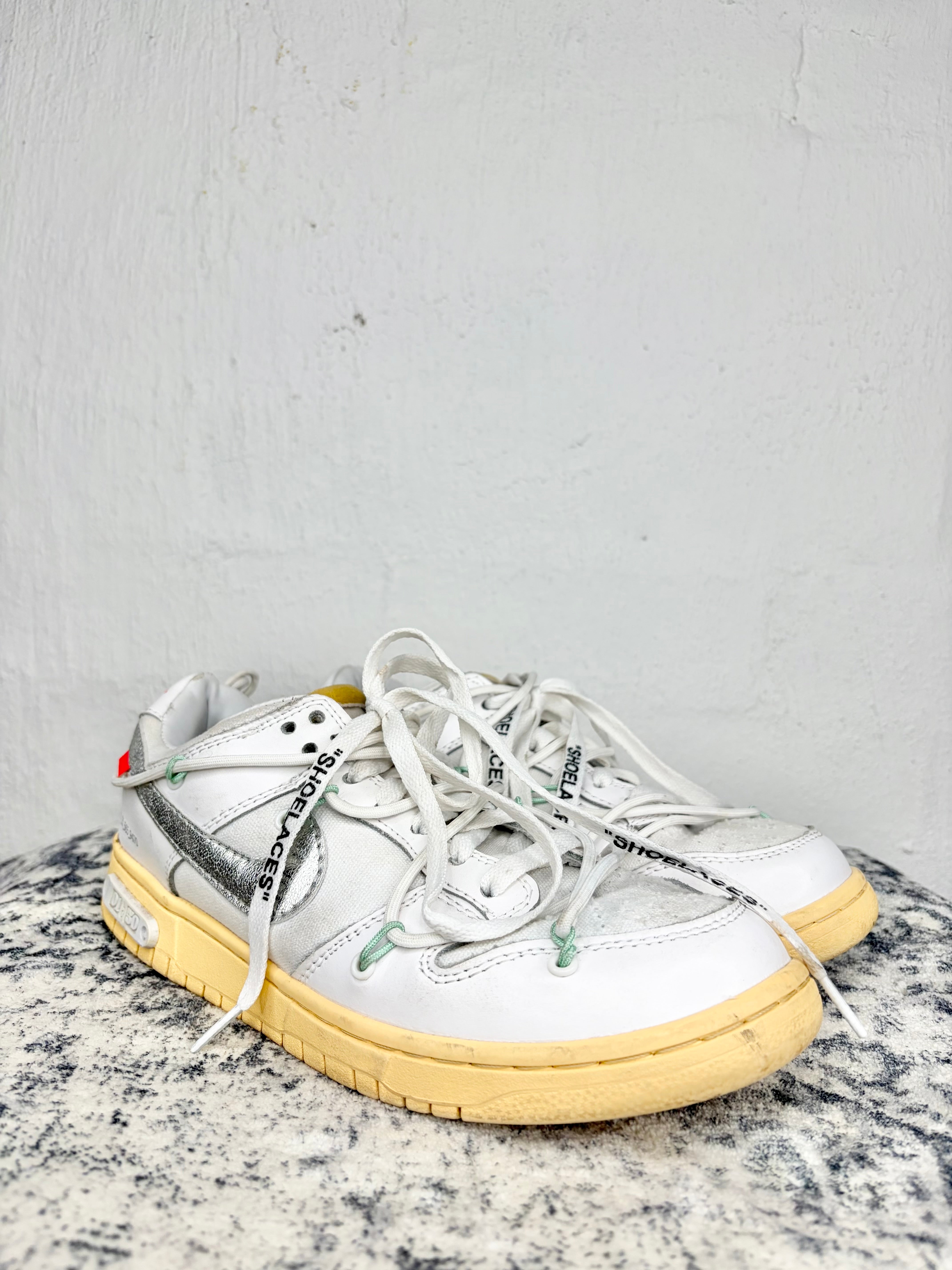 Off-White x Nike Dunk Low "01 OF 50" Tripe White Sneakers - EU41