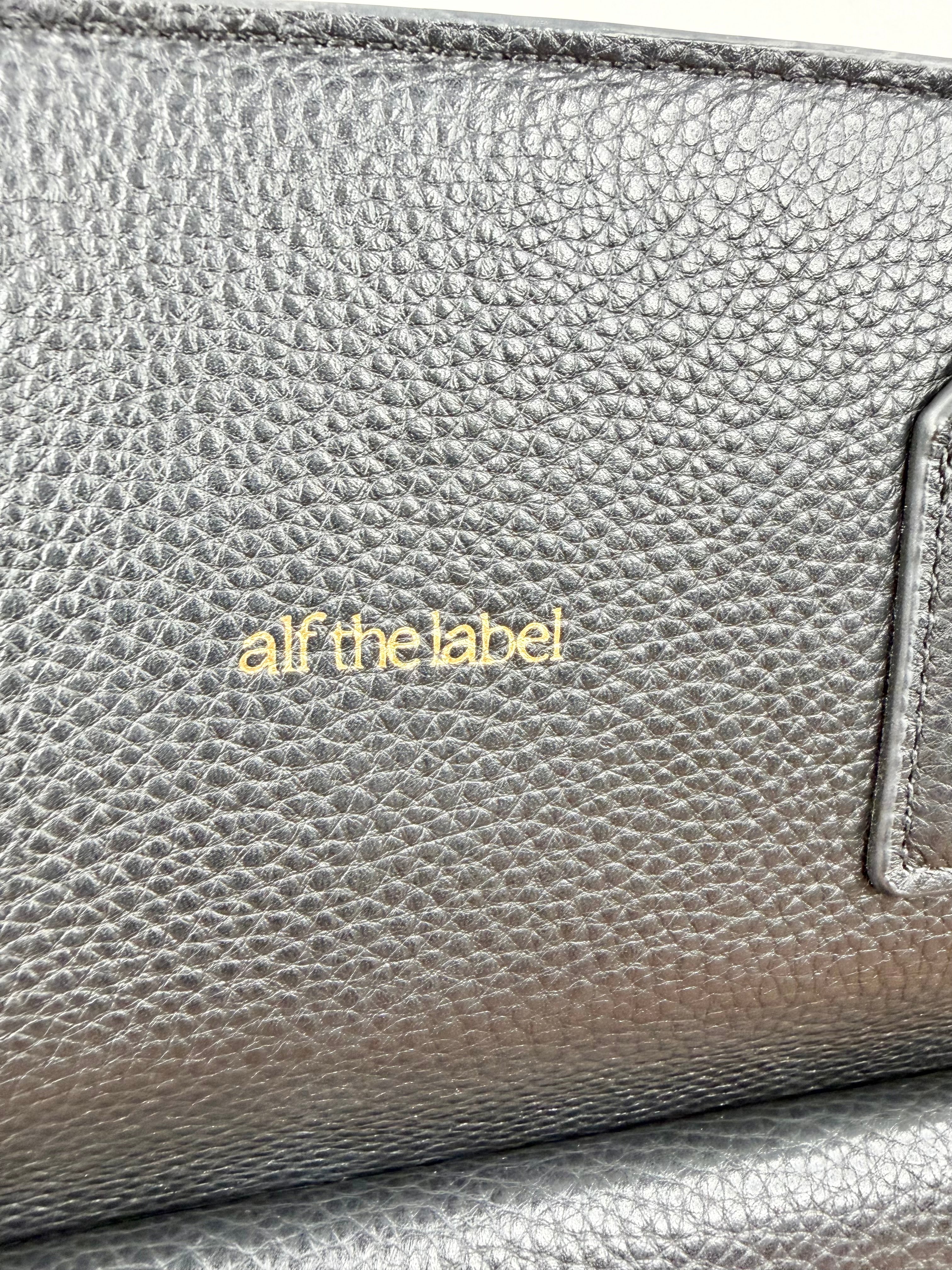 Alf the Label Black Grained Leather Top Handle Bag