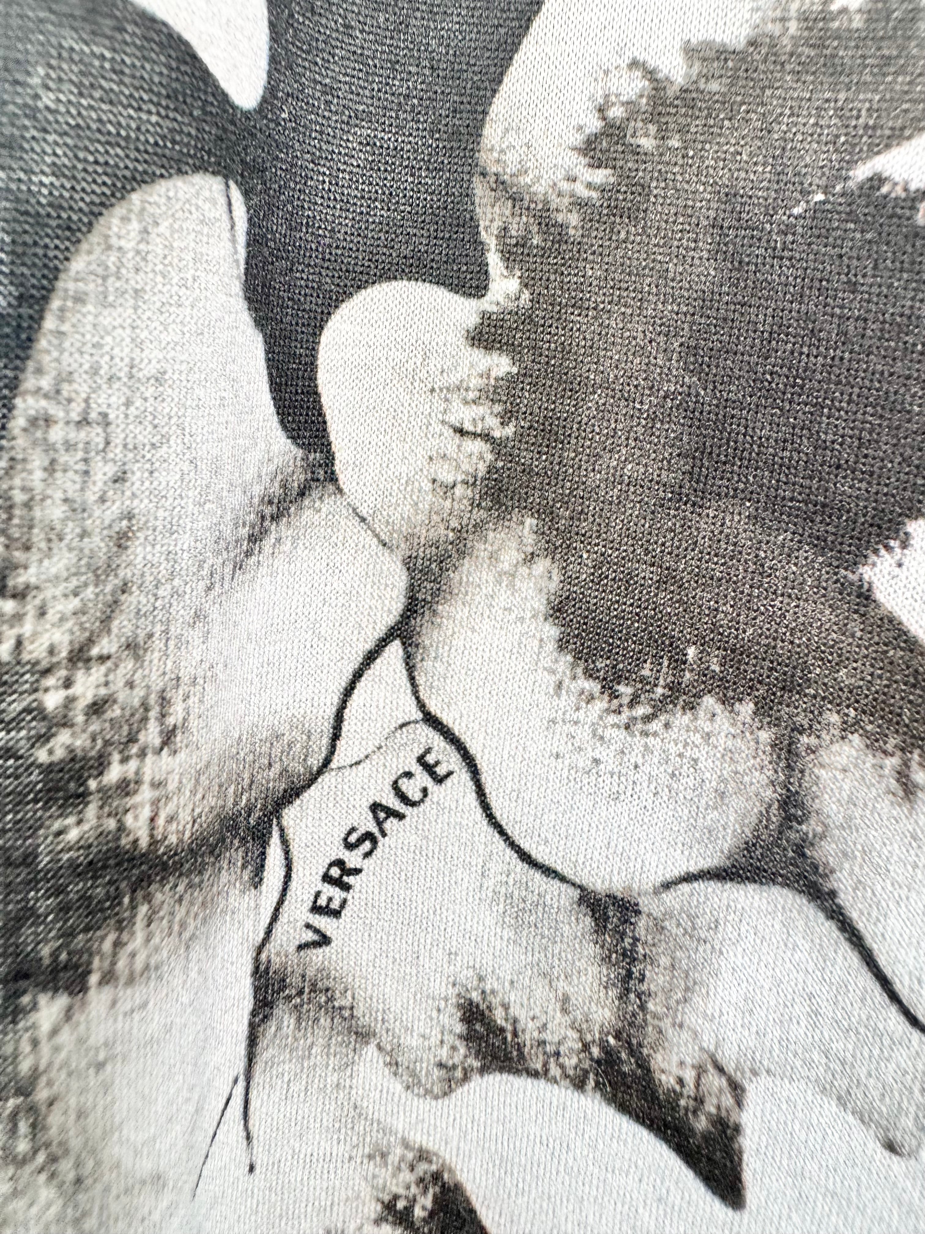 Versace Black & White 'Military Rose' Long Sleeve Top - XL