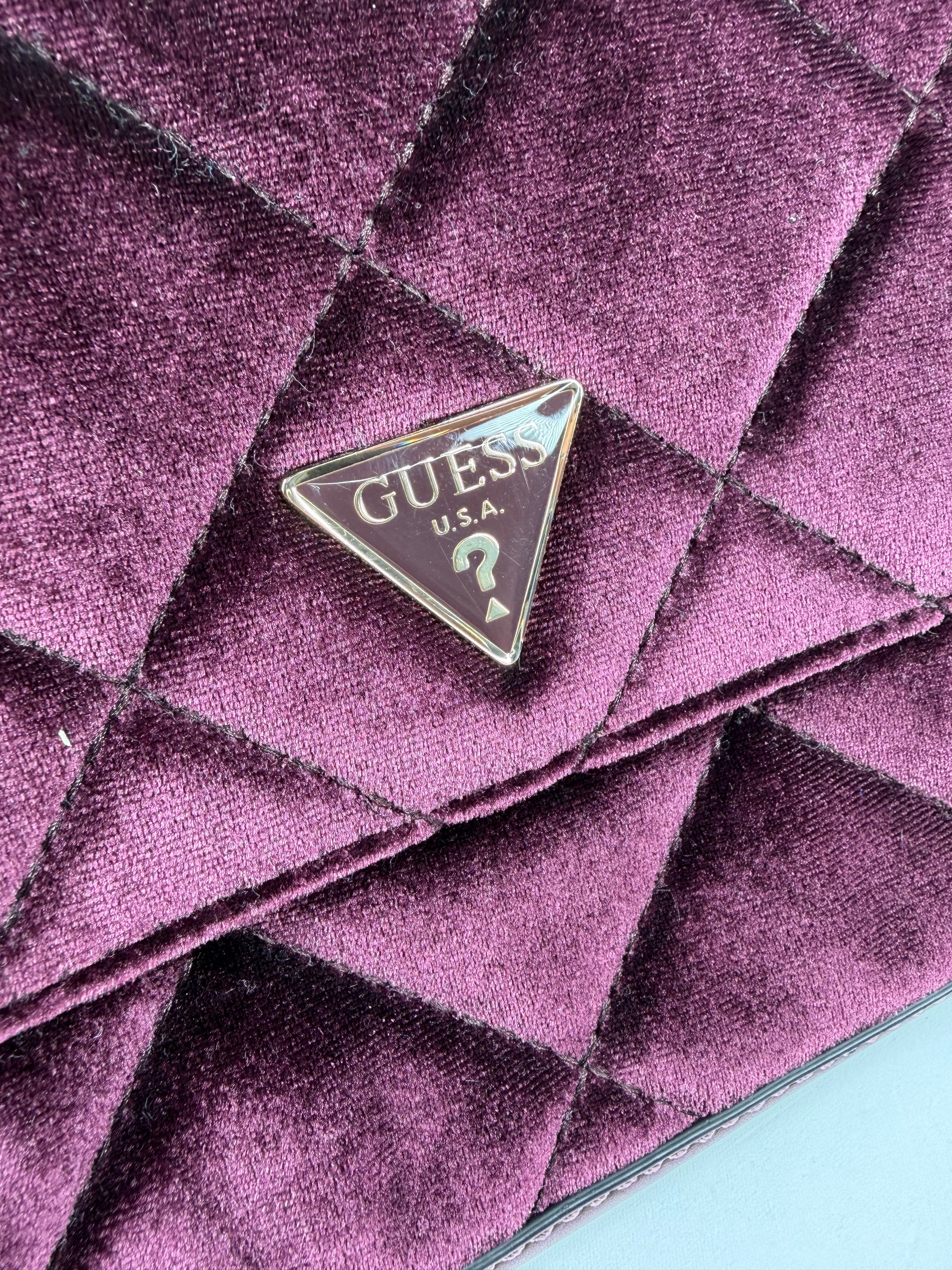 Guess Bordeaux Velvet Quilted Cross Body Bag