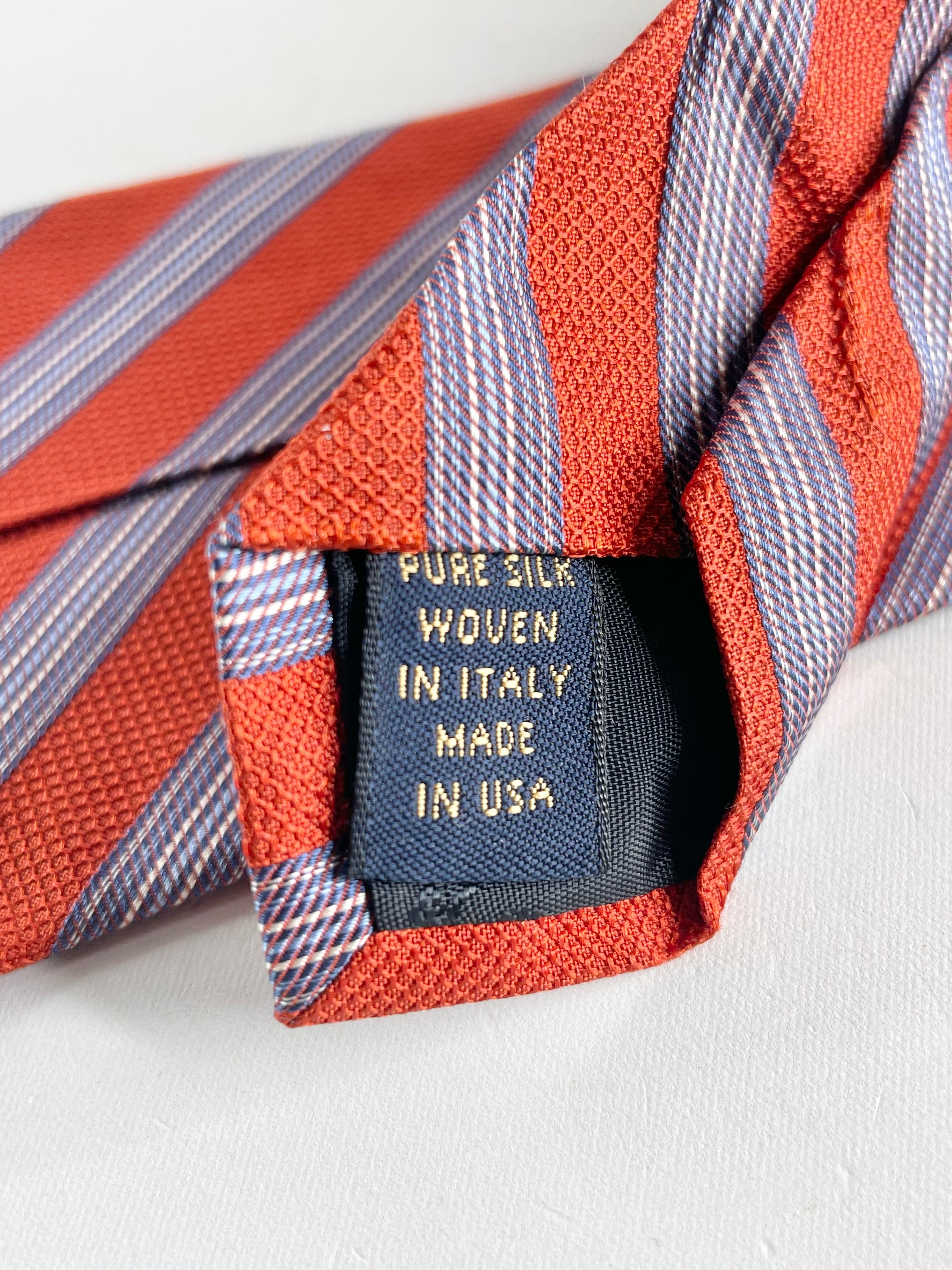 Brooks Brothers Orange Striped Silk Tie