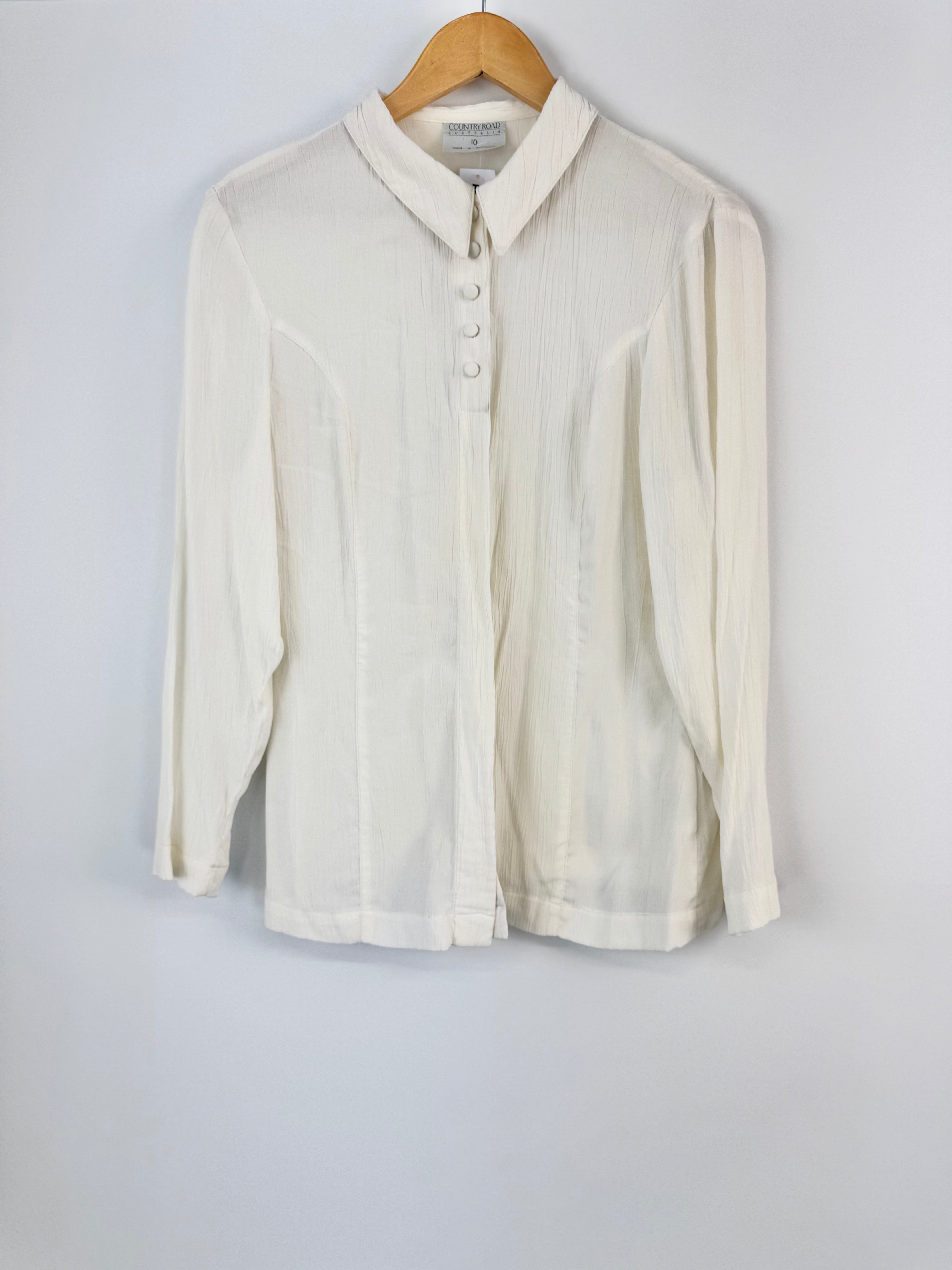 COUNTRY ROAD CREAM BUTTON UP BLOUSE - AU10