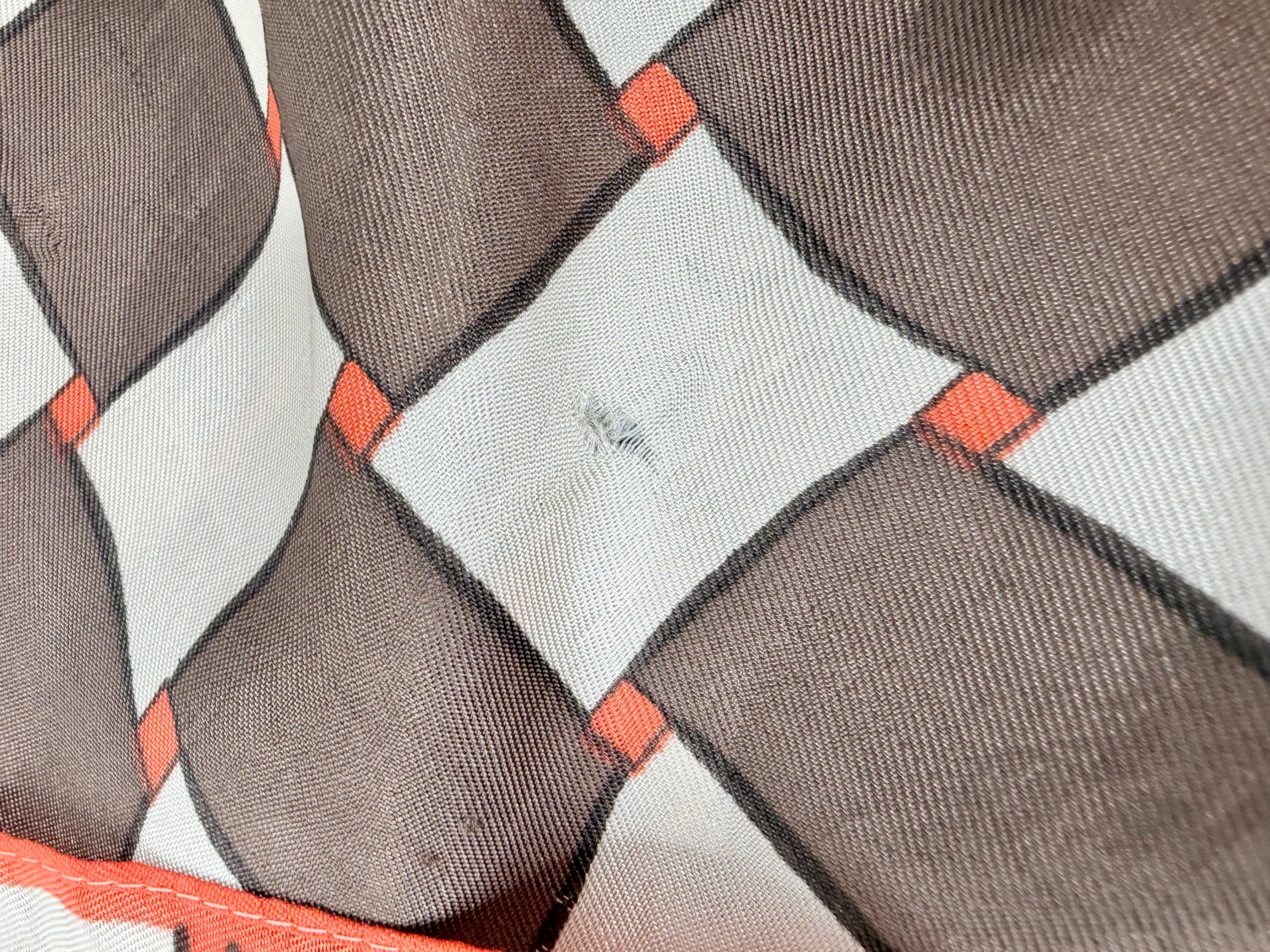 Vintage Silk Feel Beige, Orange & Brown Scarf