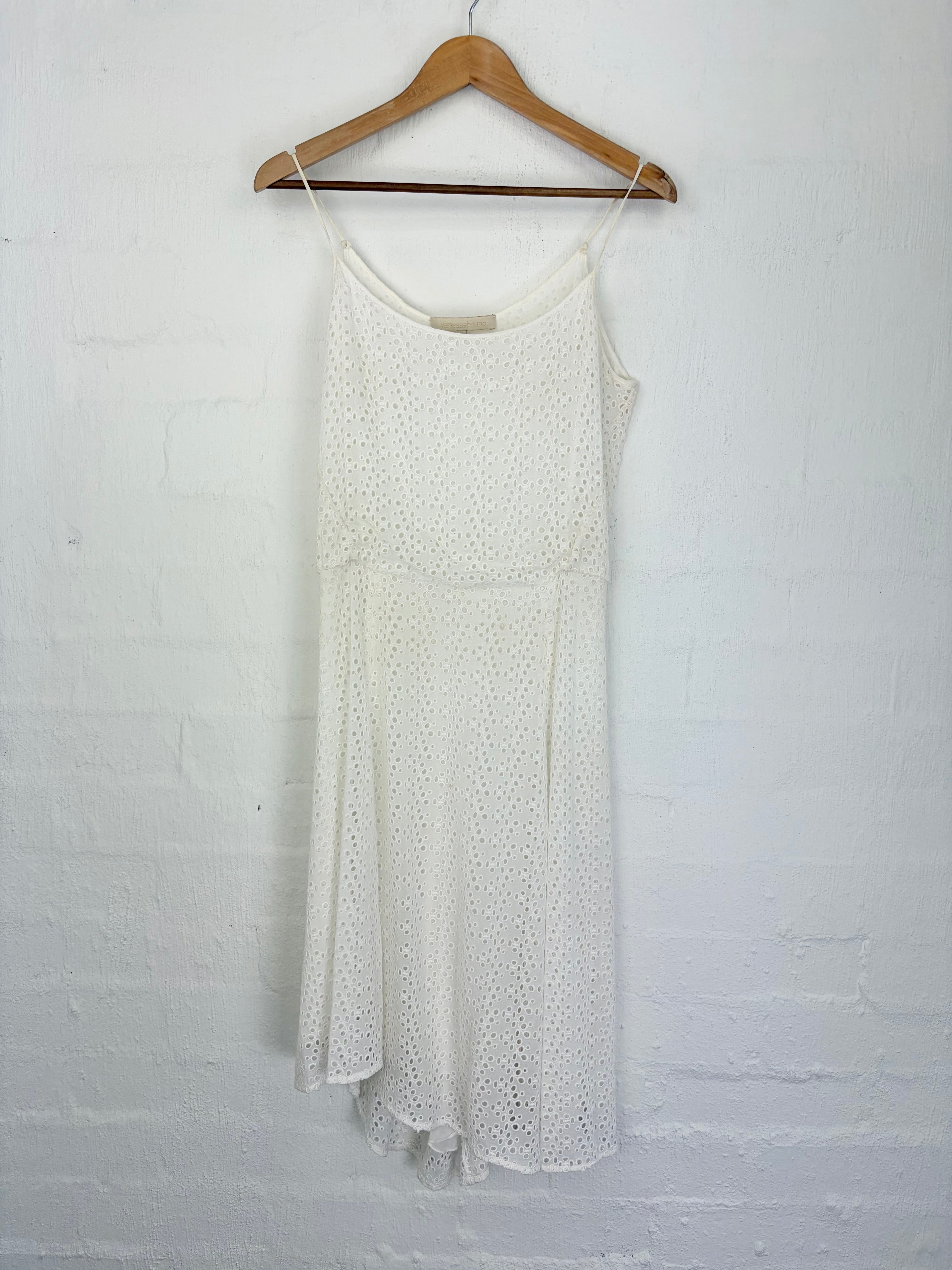 Vanessa Bruno White Broderie Anglaise Slip Style Dress - AU8