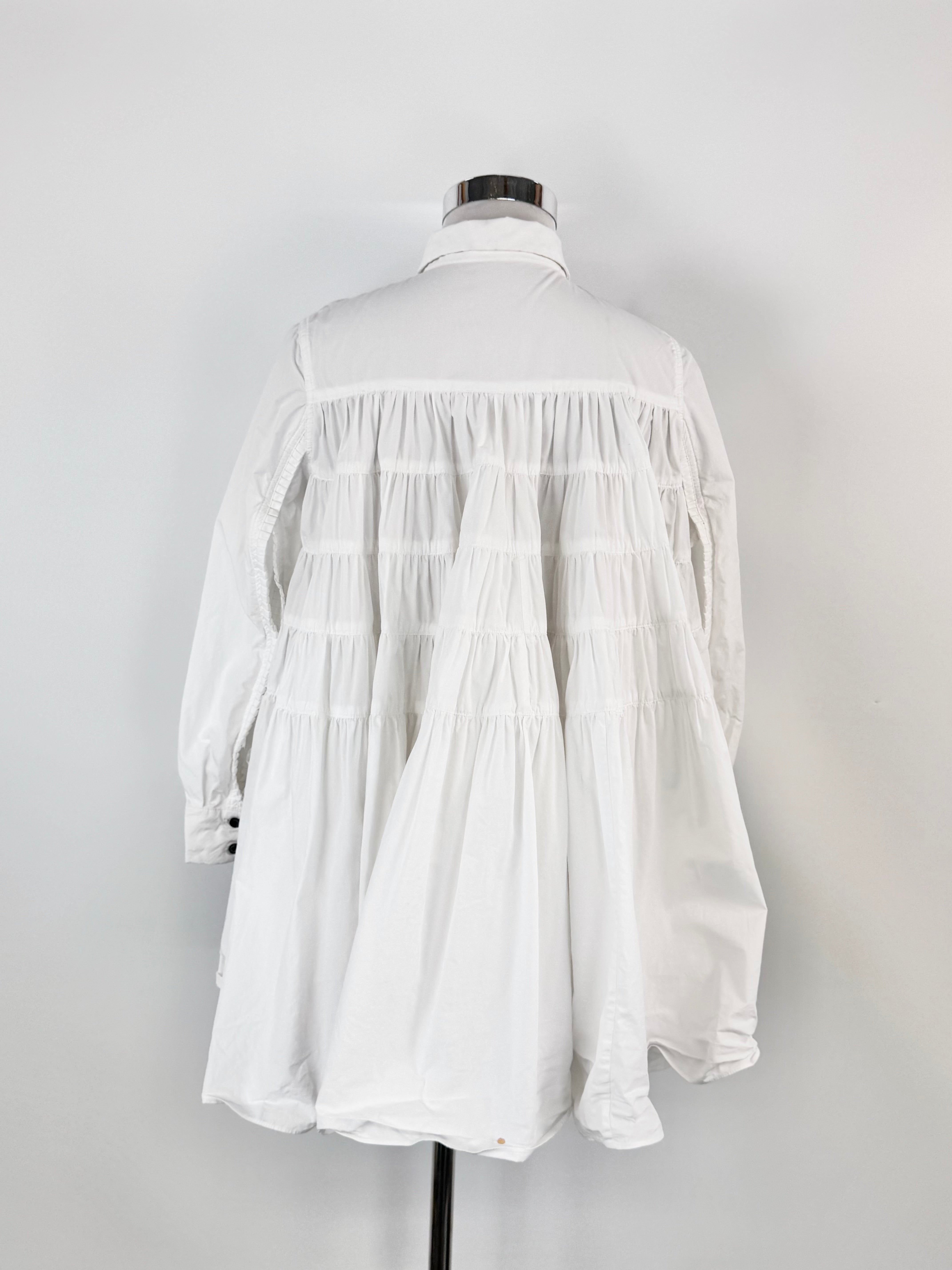 Alexander McQueen White Cotton Tiered Blouse - AU10/12