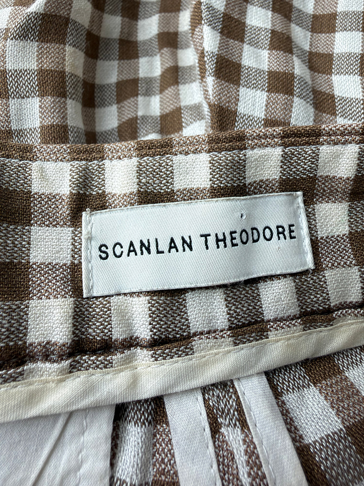 Scanlan Theodore Cream & Khaki Gingham Culottes - AU6