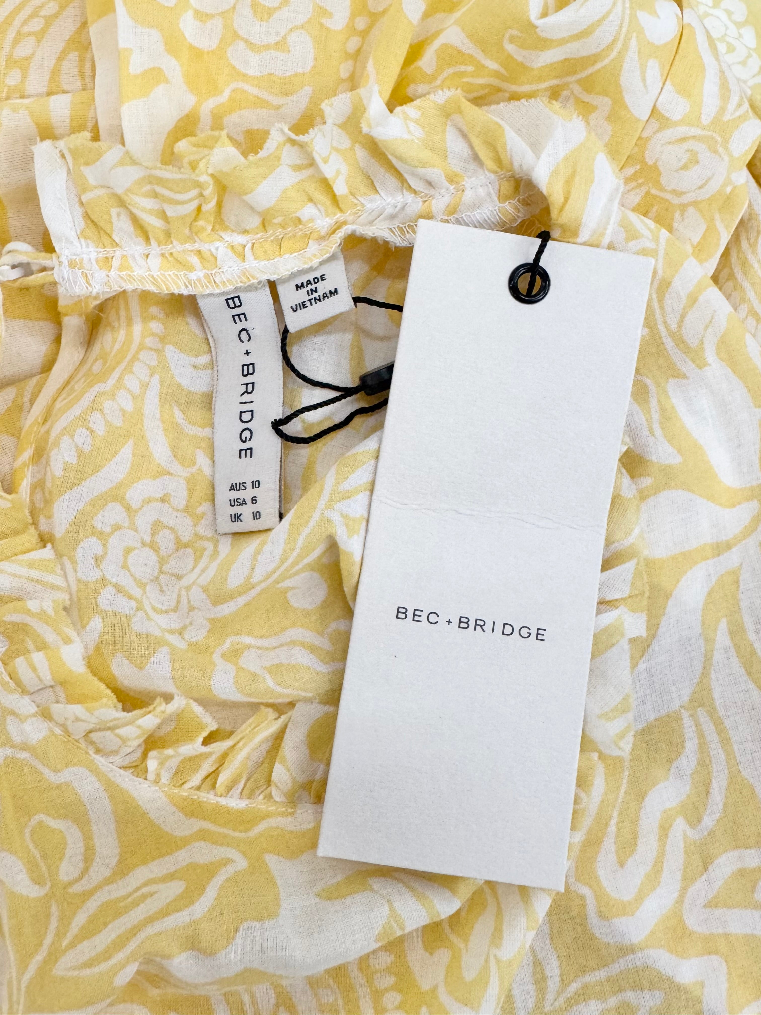 Bec + Bridge Yellow 'Butterfield Shirred Maxi' Dress NWT - AU10