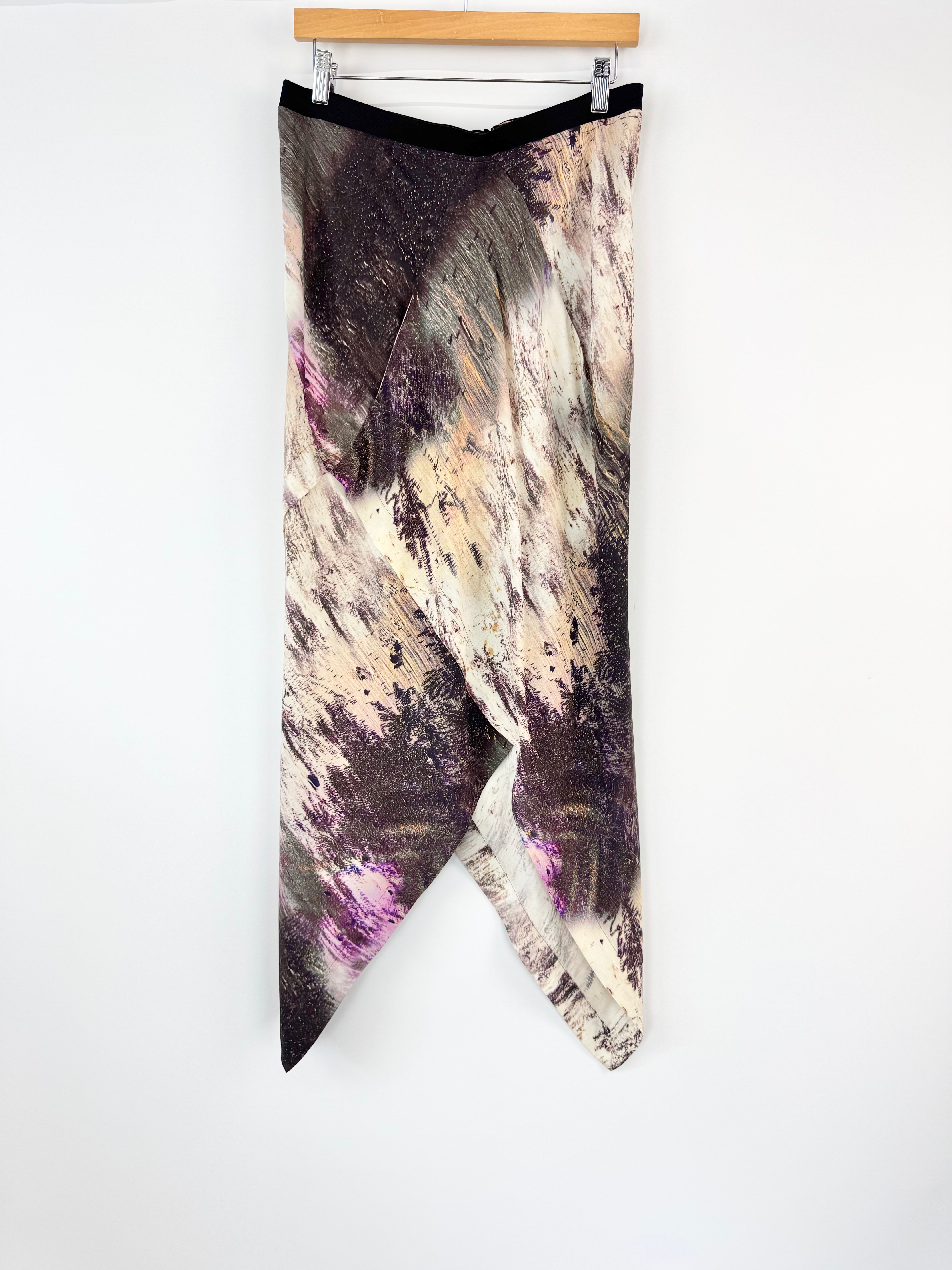 Willow Abstract Patterned Silk Midi Skirt - AU12