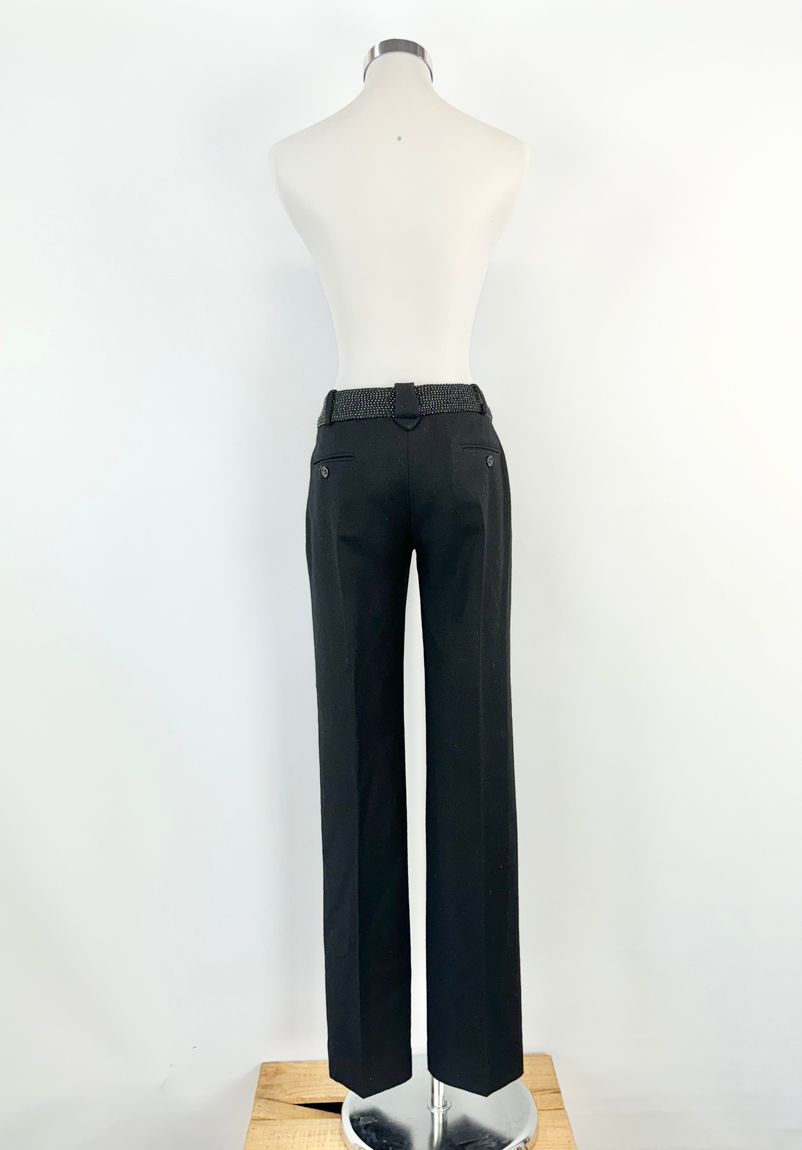 Chloe Black Wool Beaded Waist Slacks - AU10