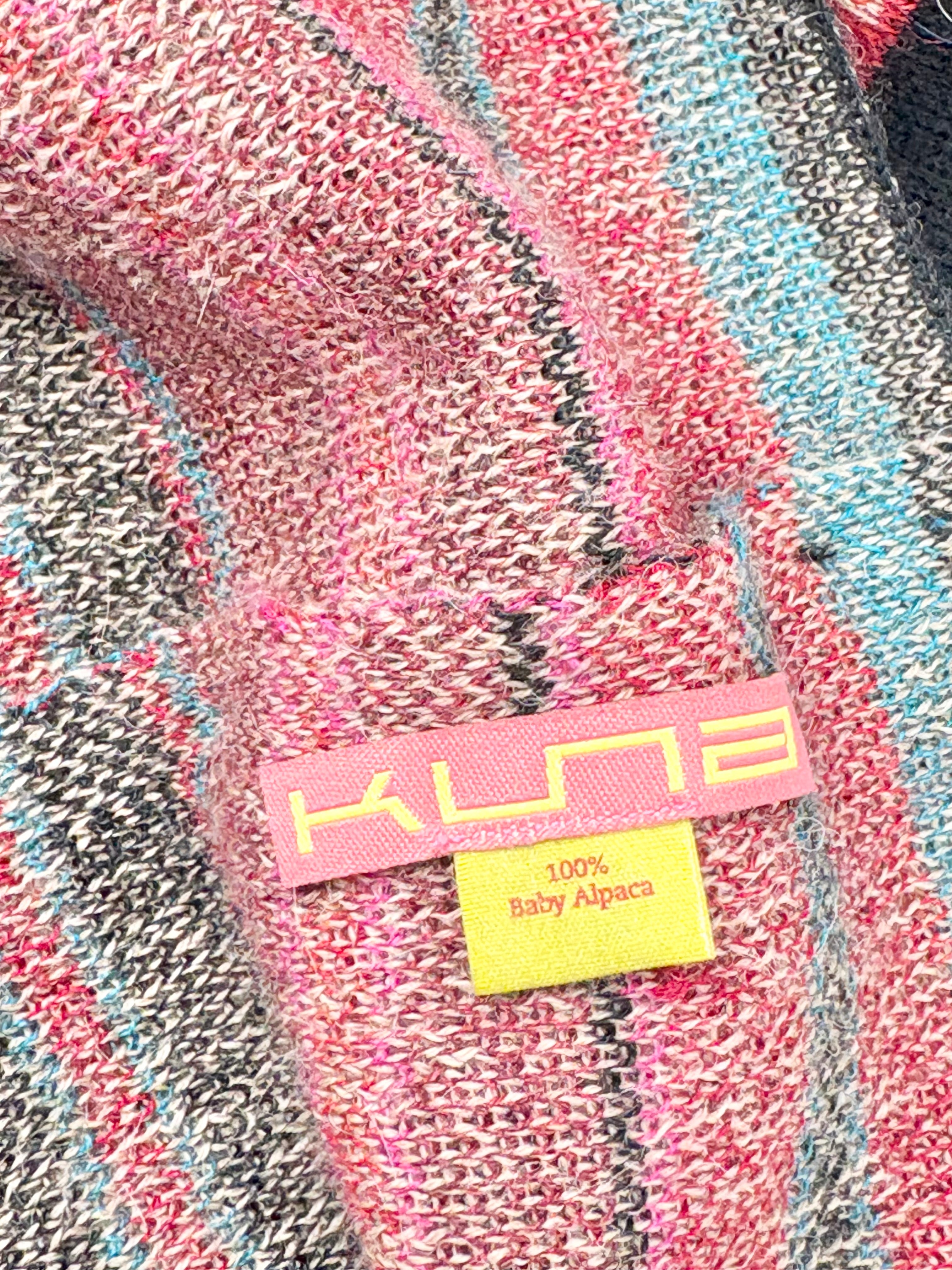 KUNA Black Alpaca Patterned-Hem Poncho Cardi - AU10/12
