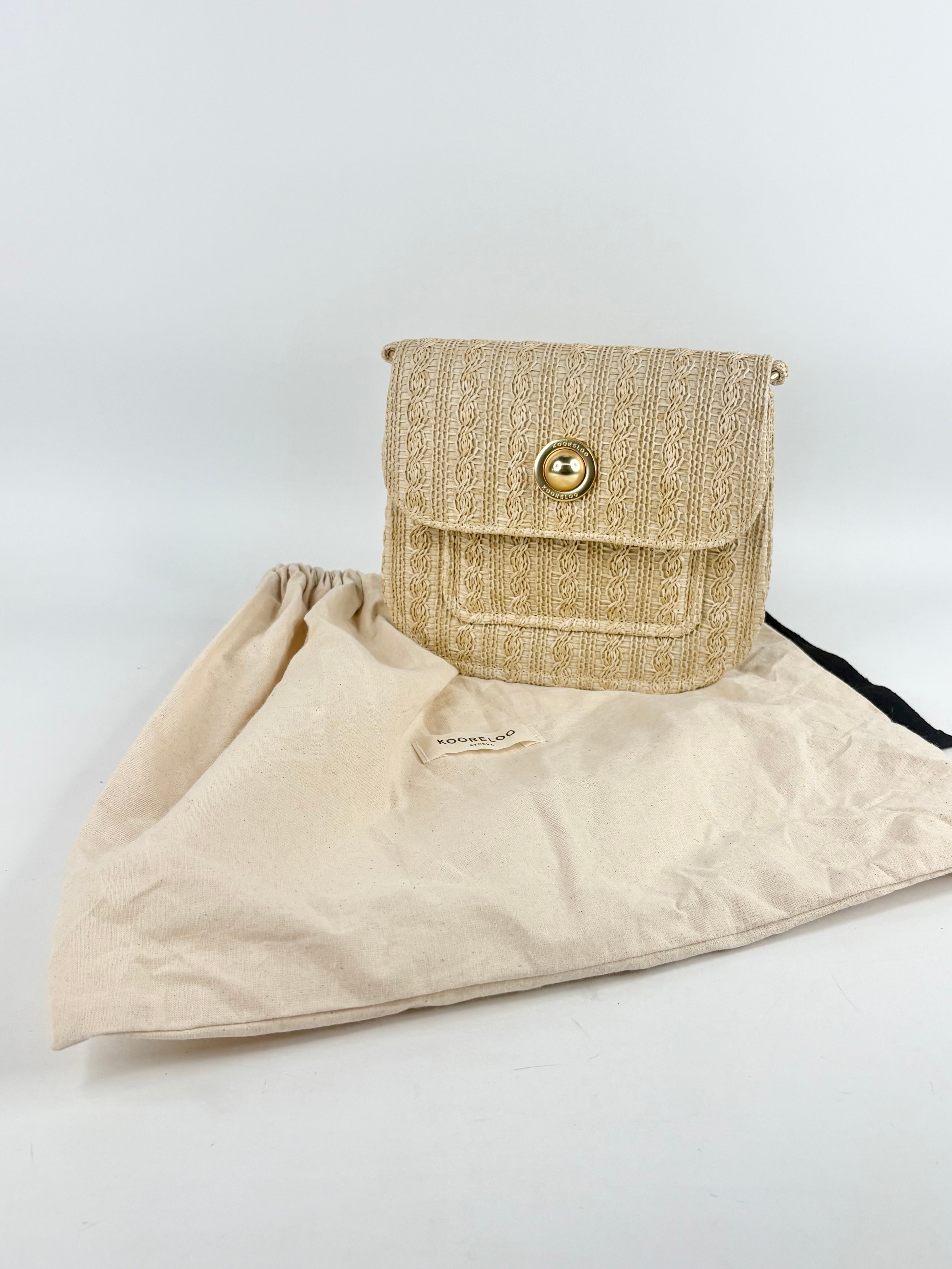 Kooreloo Raffia & Gold Toned 'Finesse' Shoulder Bag