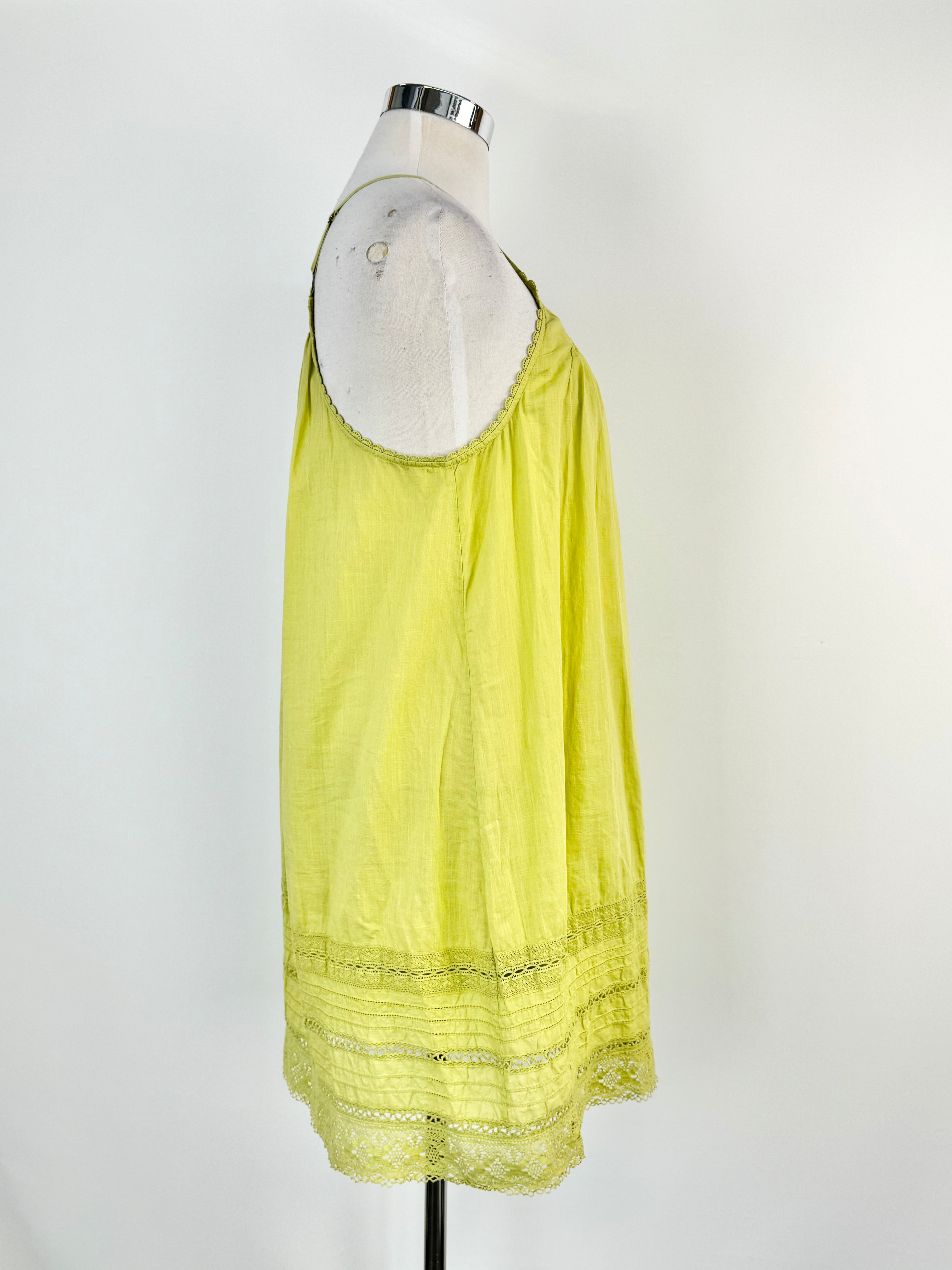 Lee Mathews Apple Green Linen Shift Dress - AU12/14