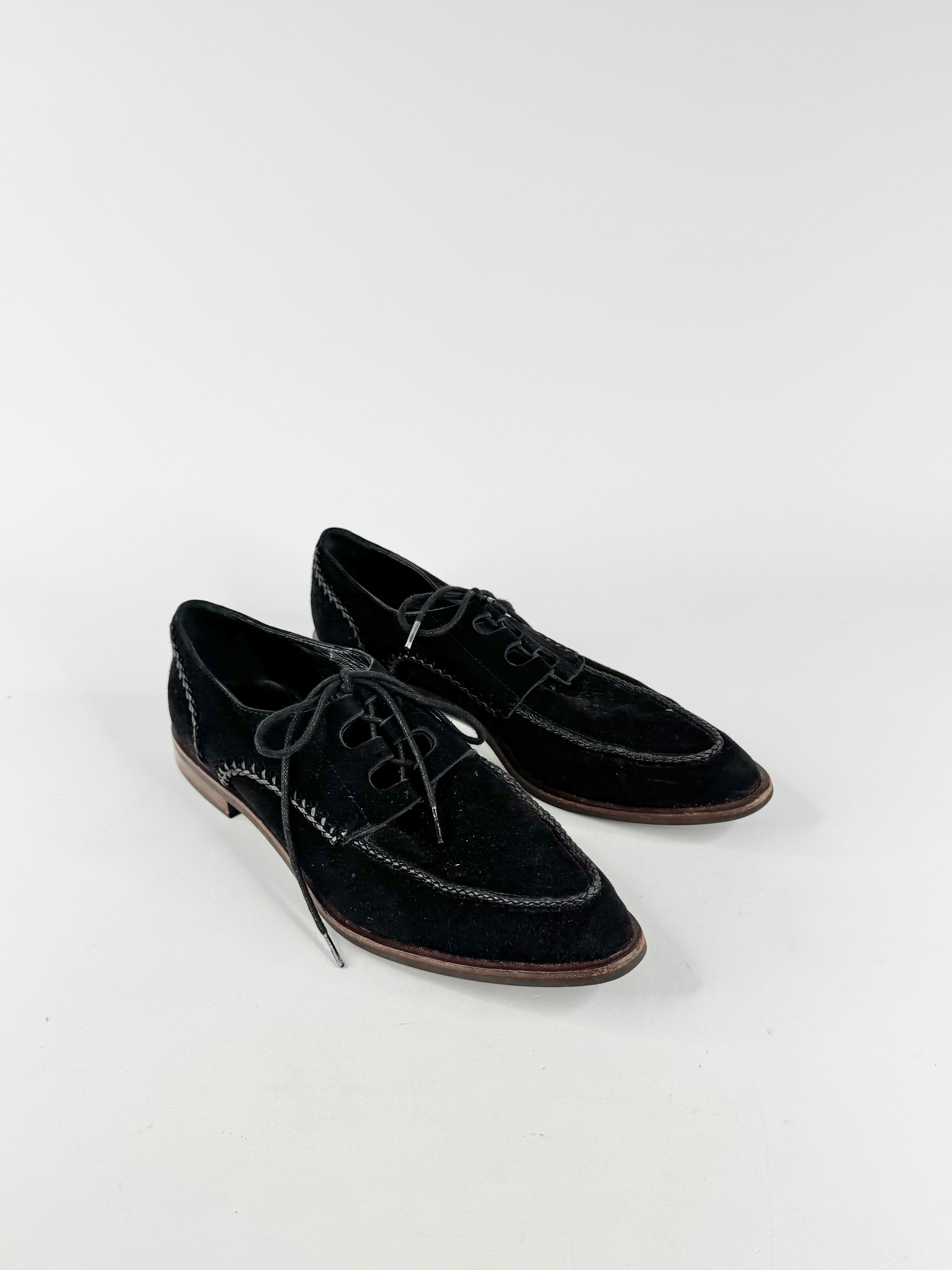 Tod's Black Suede Pointed Toe Lace Ups - EU38.5