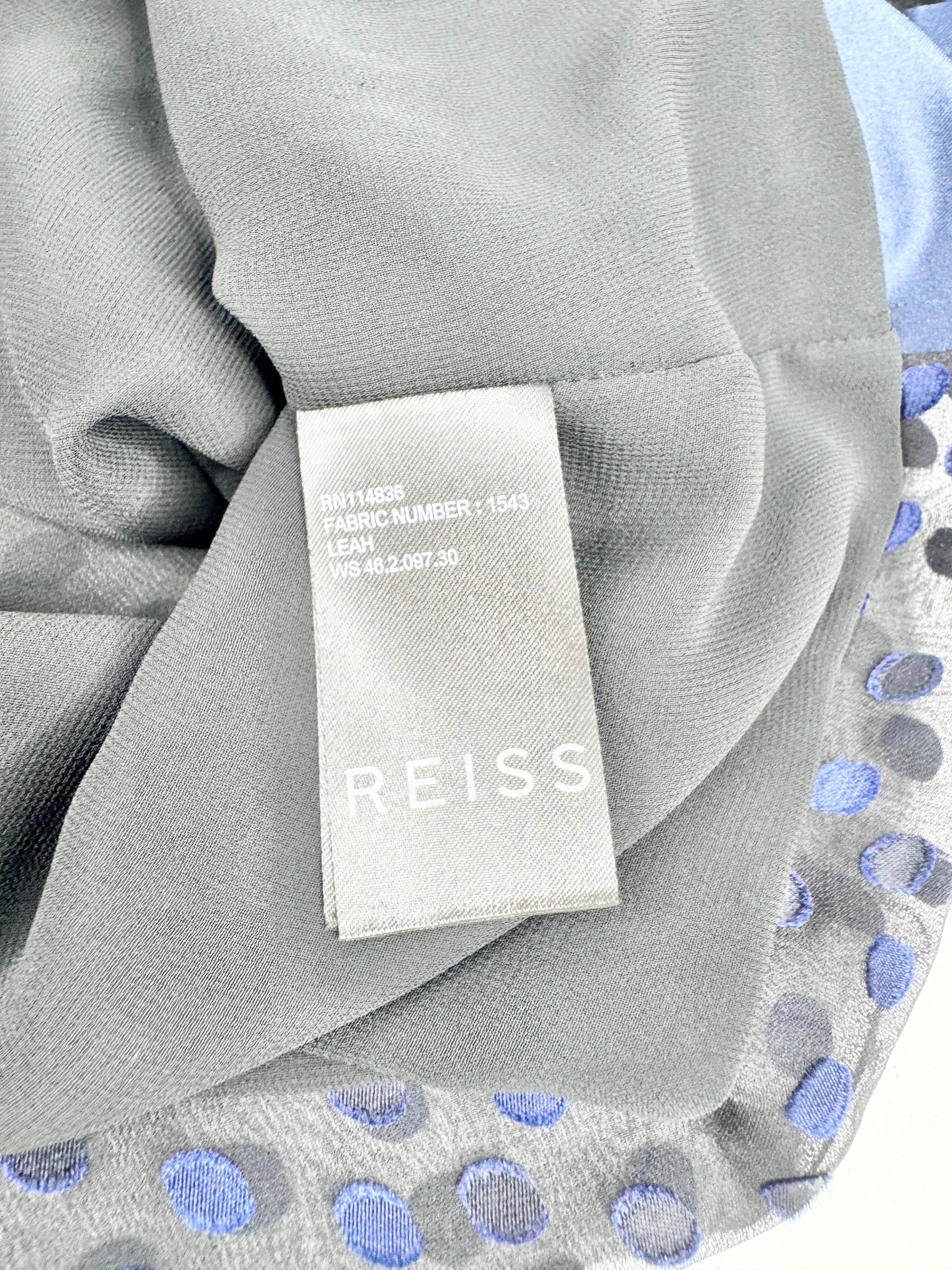 Reiss Midnight Blue Dotted Silk Blend Blouse - AU10