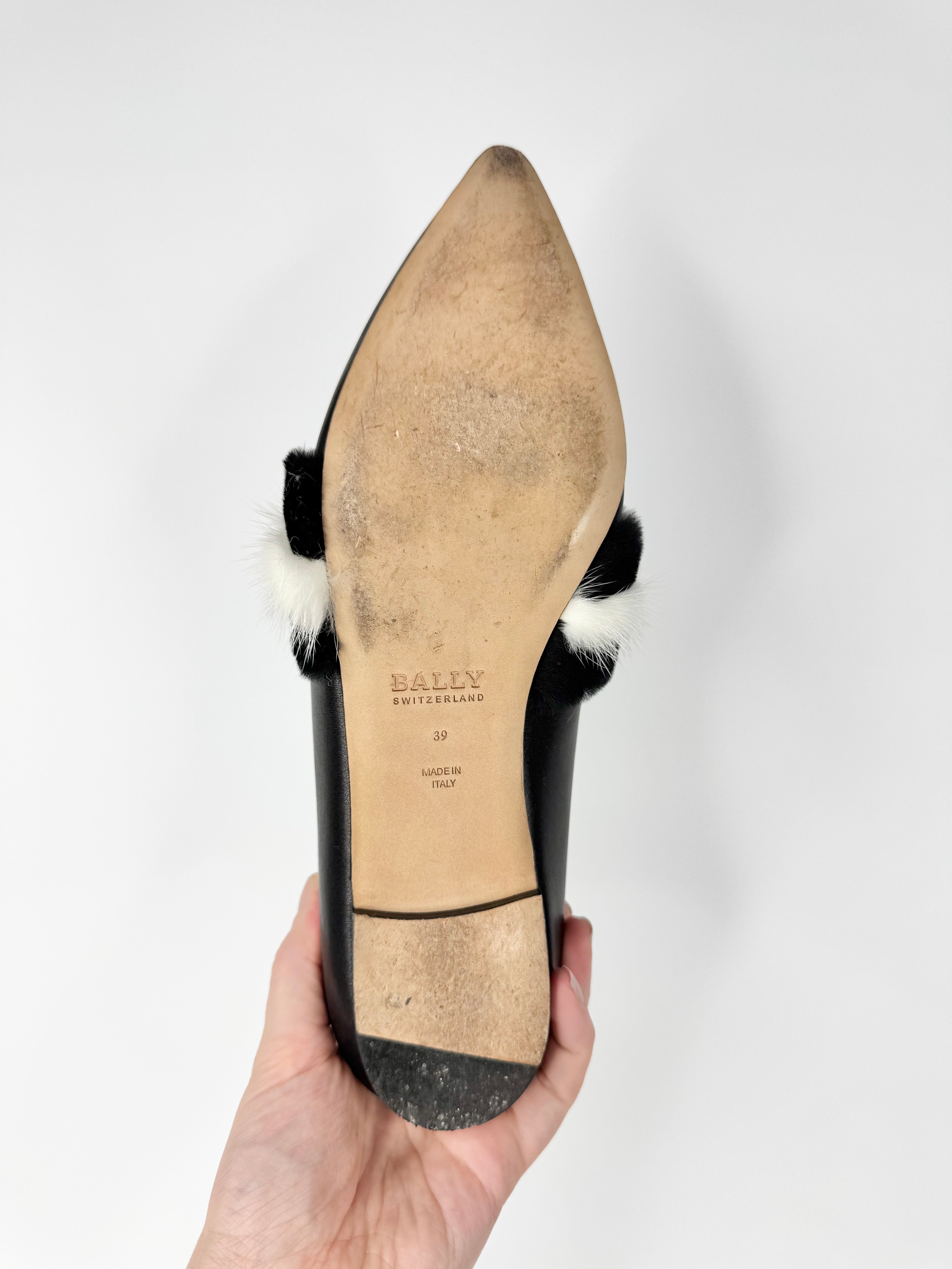 Bally Black & White 'Hamelia' Pointed Toe Mules - EU39