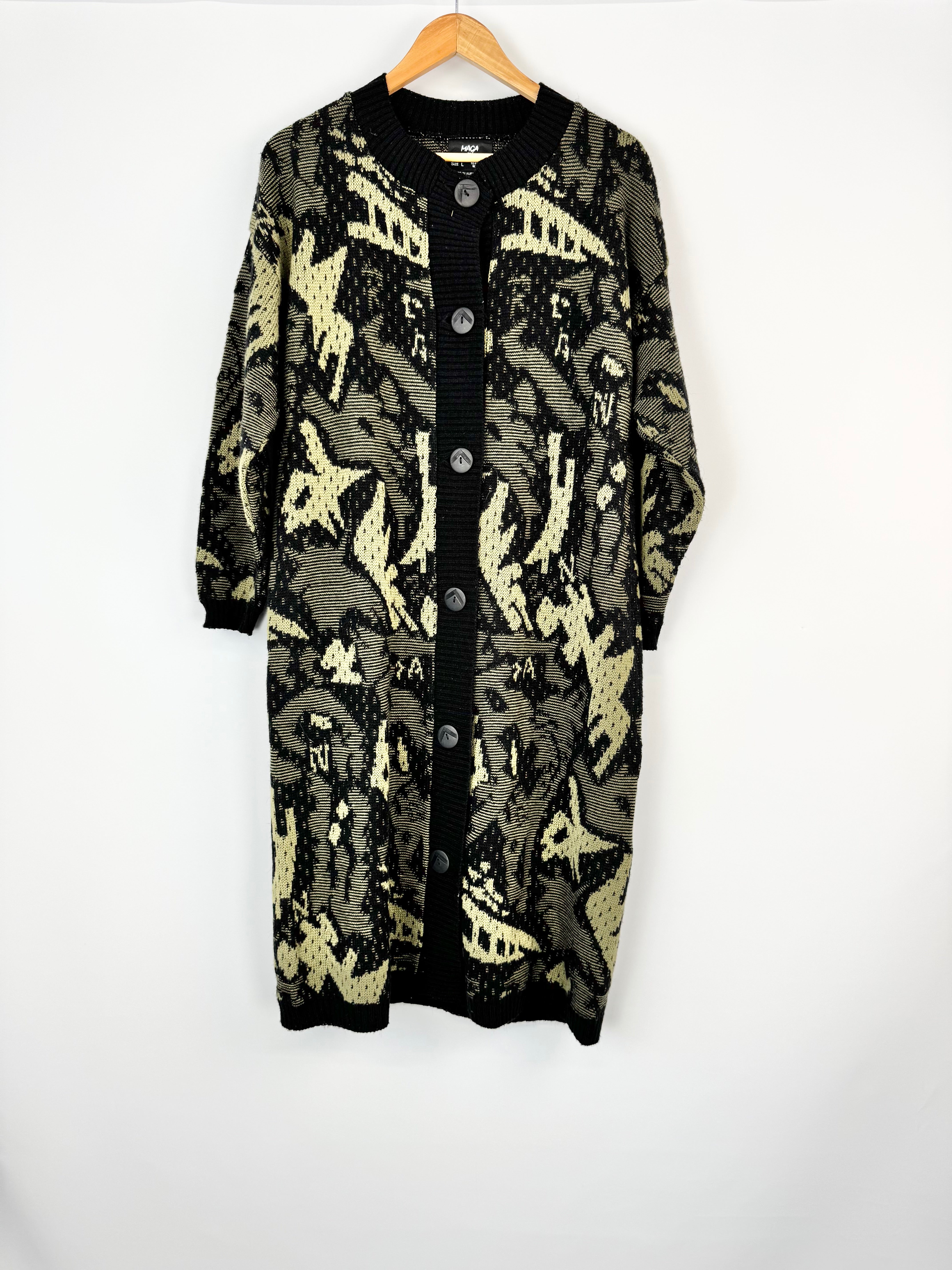 Maga by Colosseum Green & Brown Maxi Cardigan - AU14/16