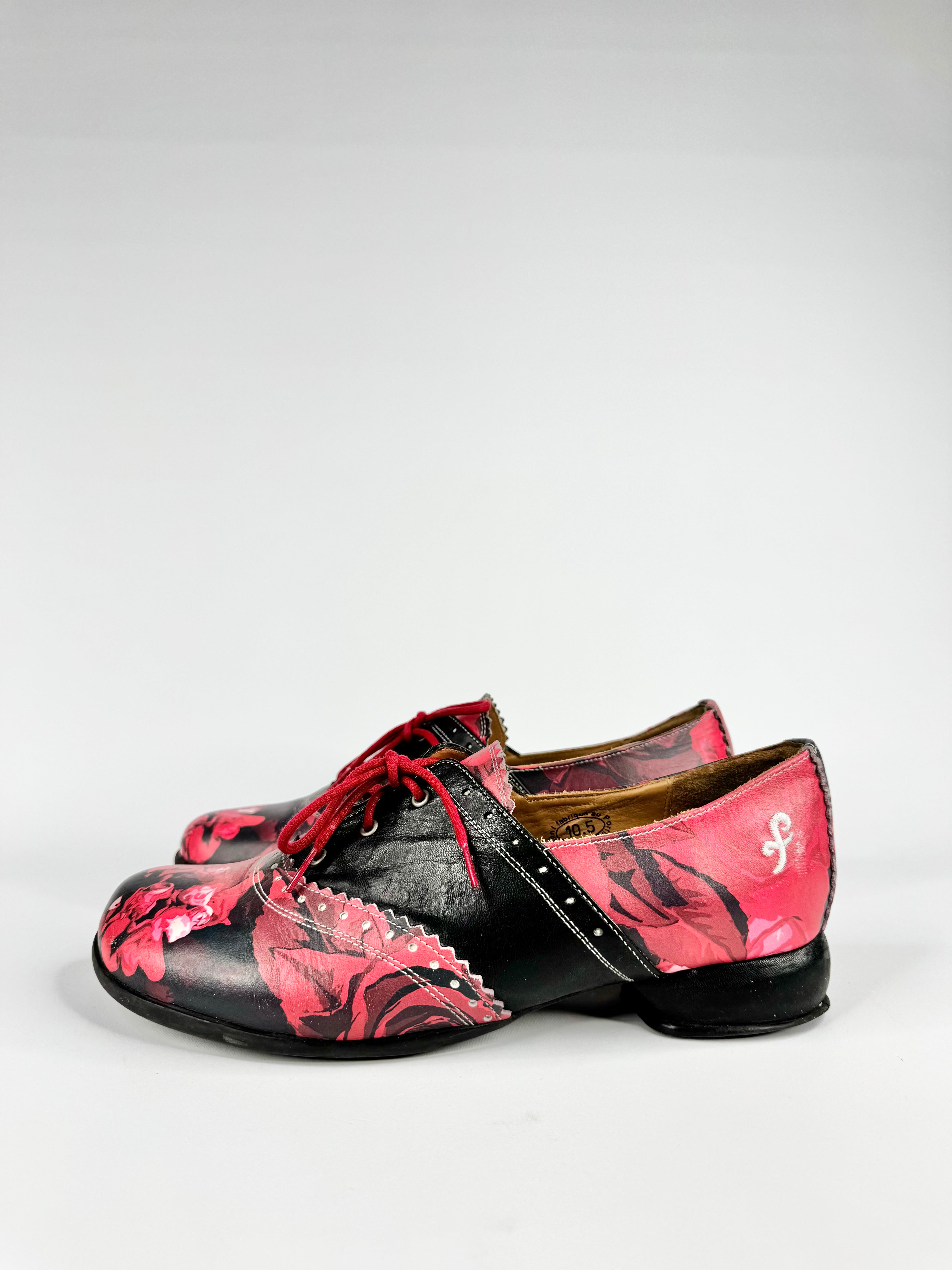 John Fluevog 'Erika' Brogued Oxford Rose Patterned Shoes - 10.5
