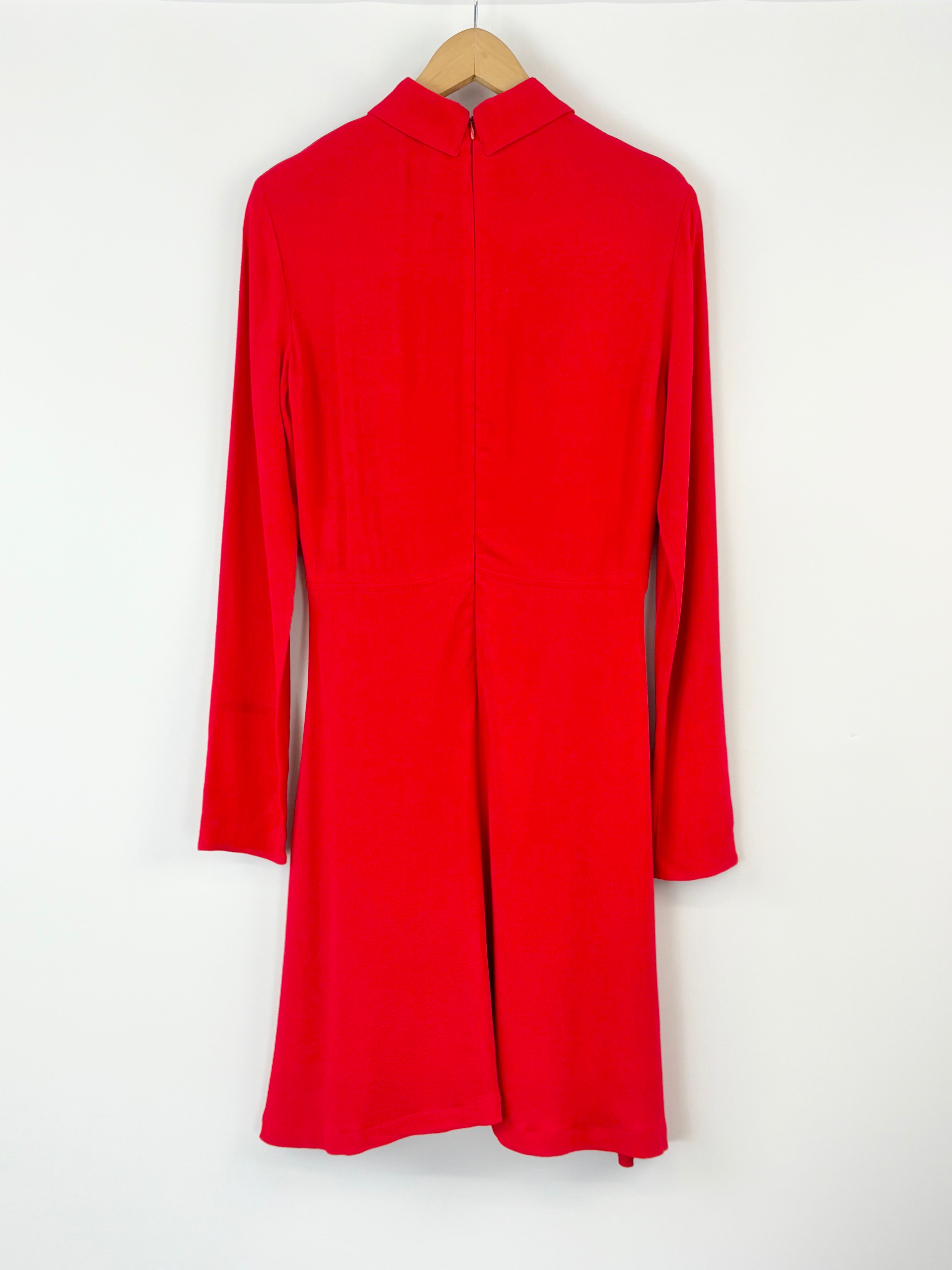 Sandro Crepe Red Neck-Tie Midi Dress - AU10