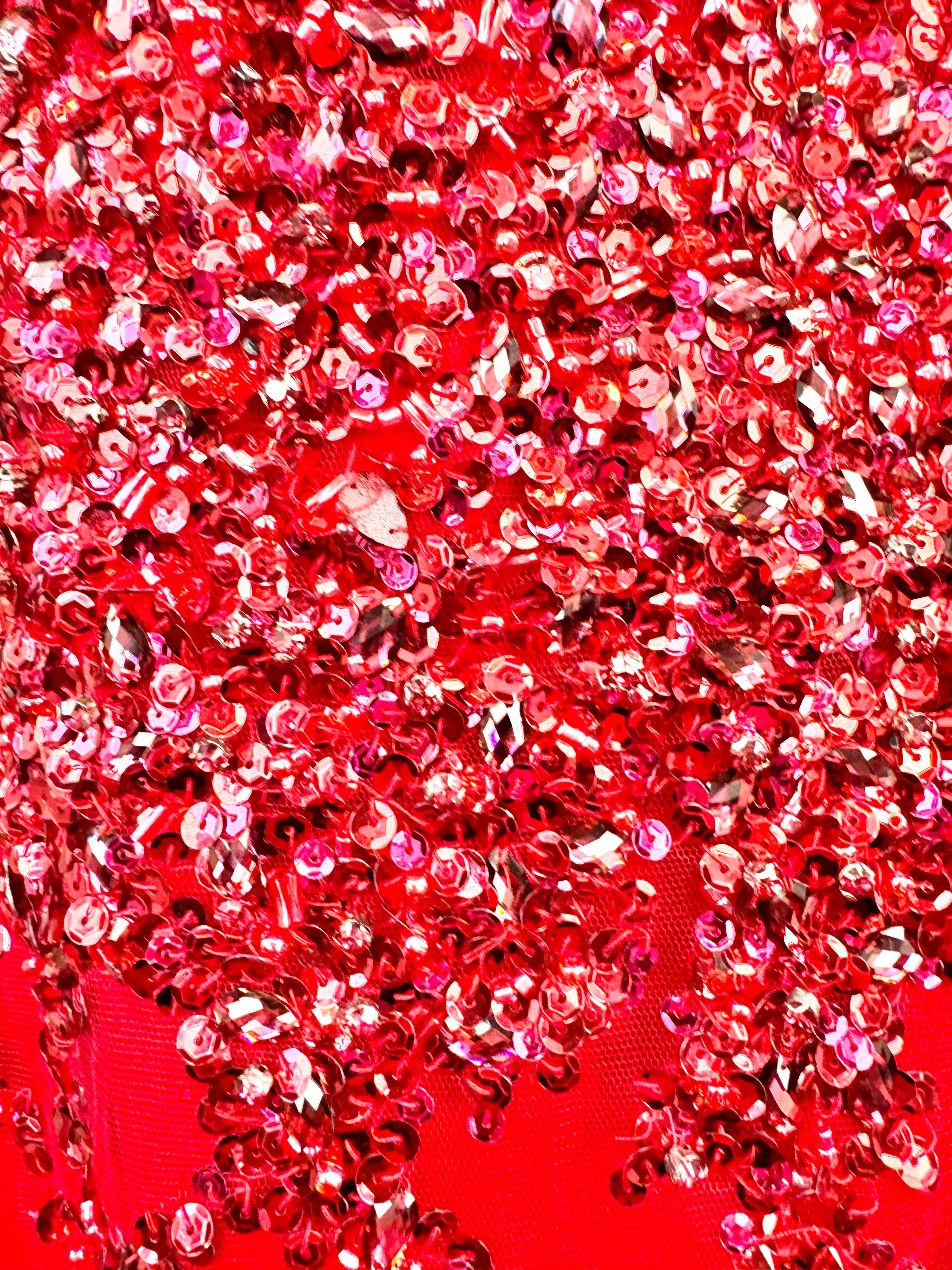 Portia & Scarlett Bright Red Sequin & Beaded Maxi Formal Dress - AU12
