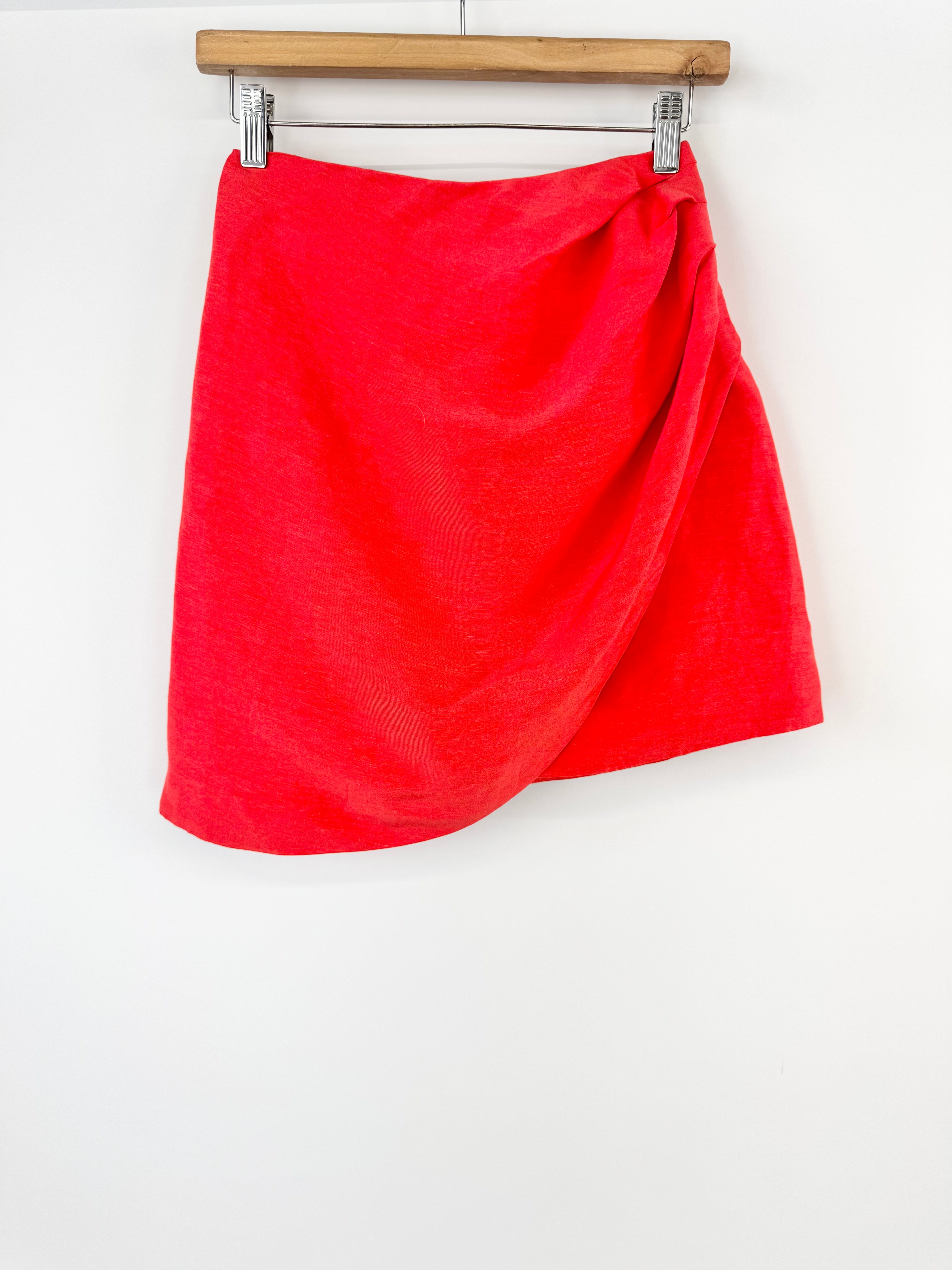 Aje 'Kinship' Bright Red Draped Mini Skirt NWT - AU6