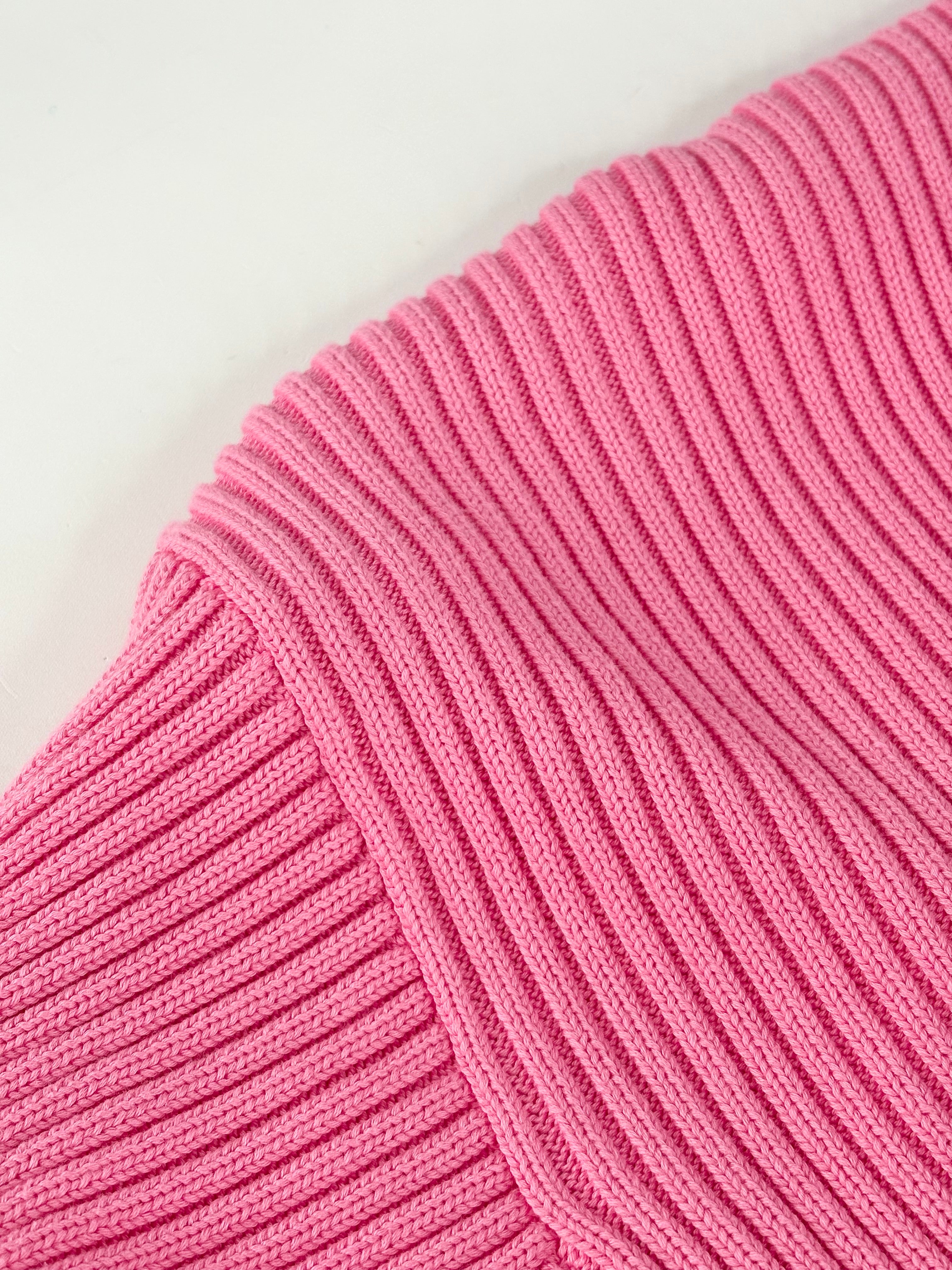 Balenciaga Pink Ribbed-Knit Logo Print Oversized Sweater - AU6/8