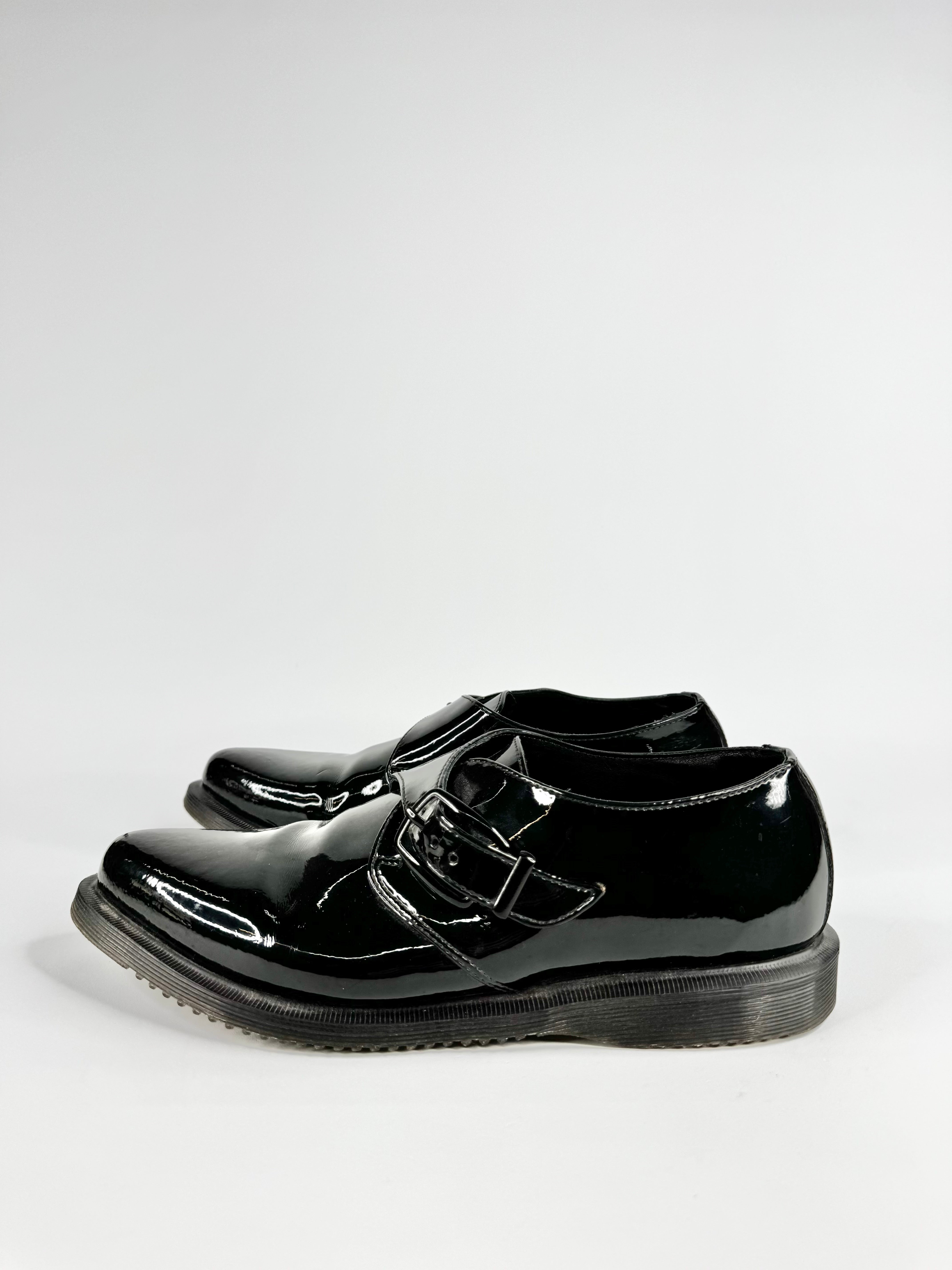 Dr. Martens Black Patent Leather 'Miller' Monk Strap Shoes - EU42