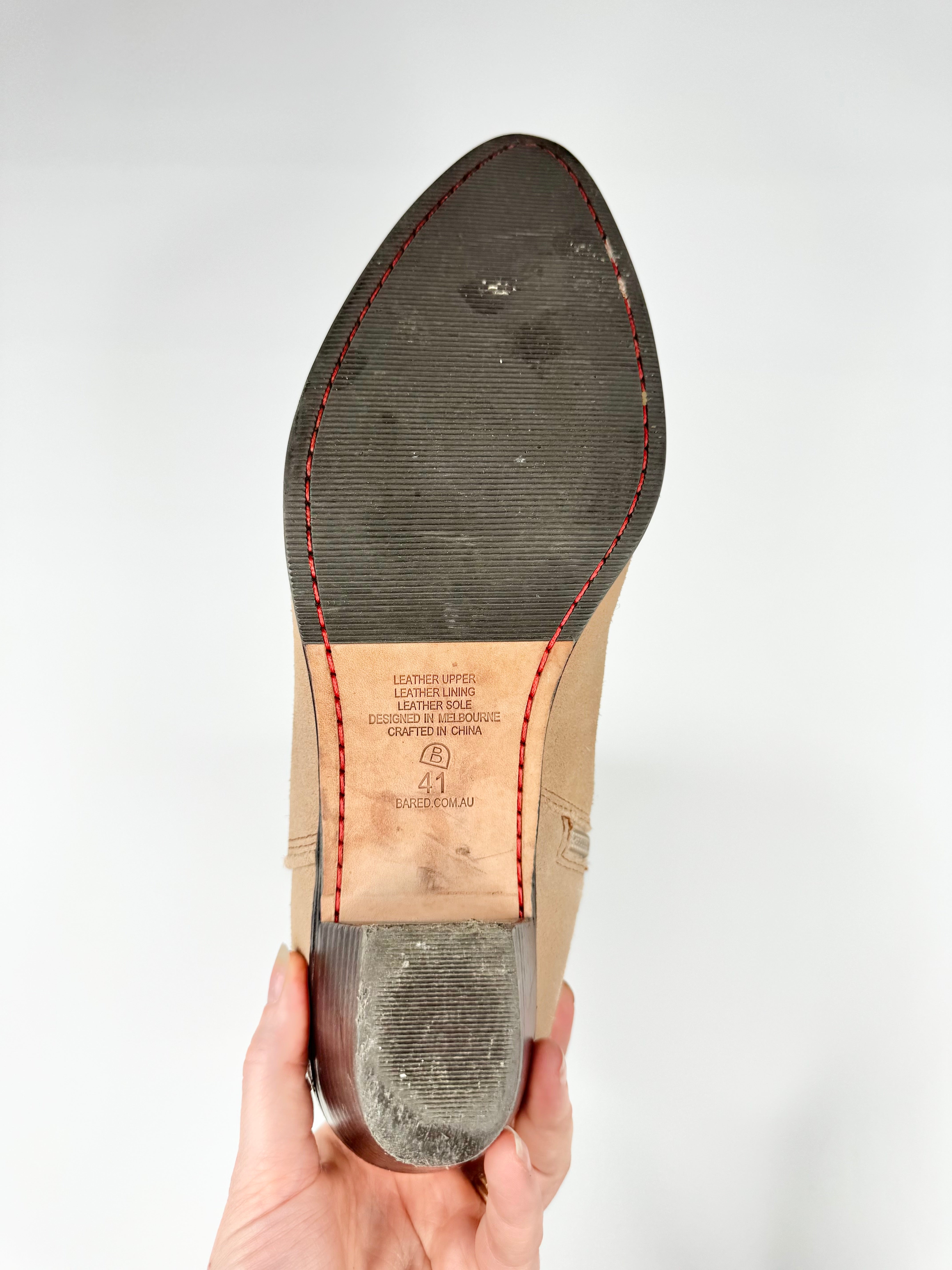 Bared Beige Suede Cowboy Boots - EU41