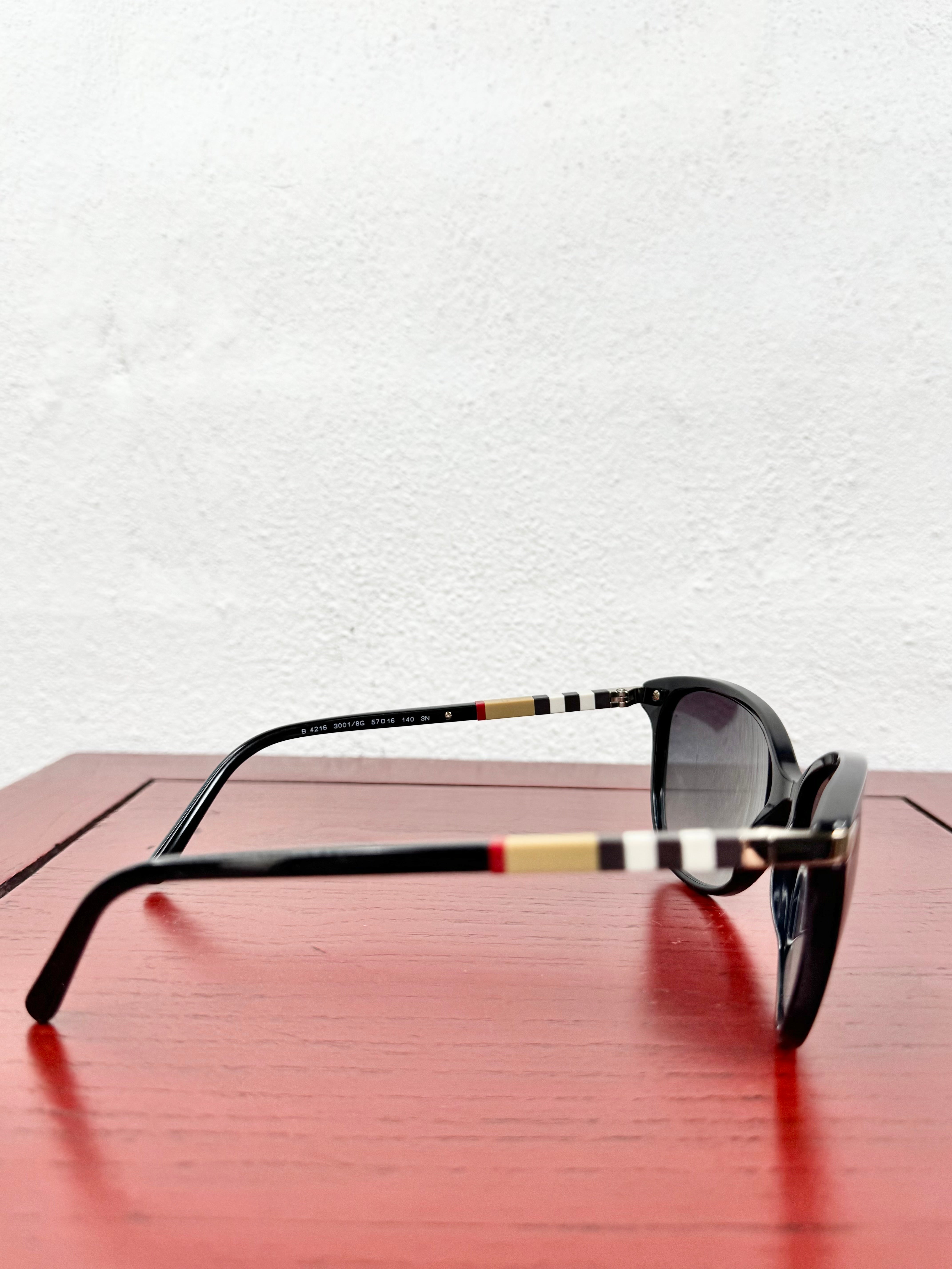 Burberry Cat Eye Nova Check Black Sunglasses