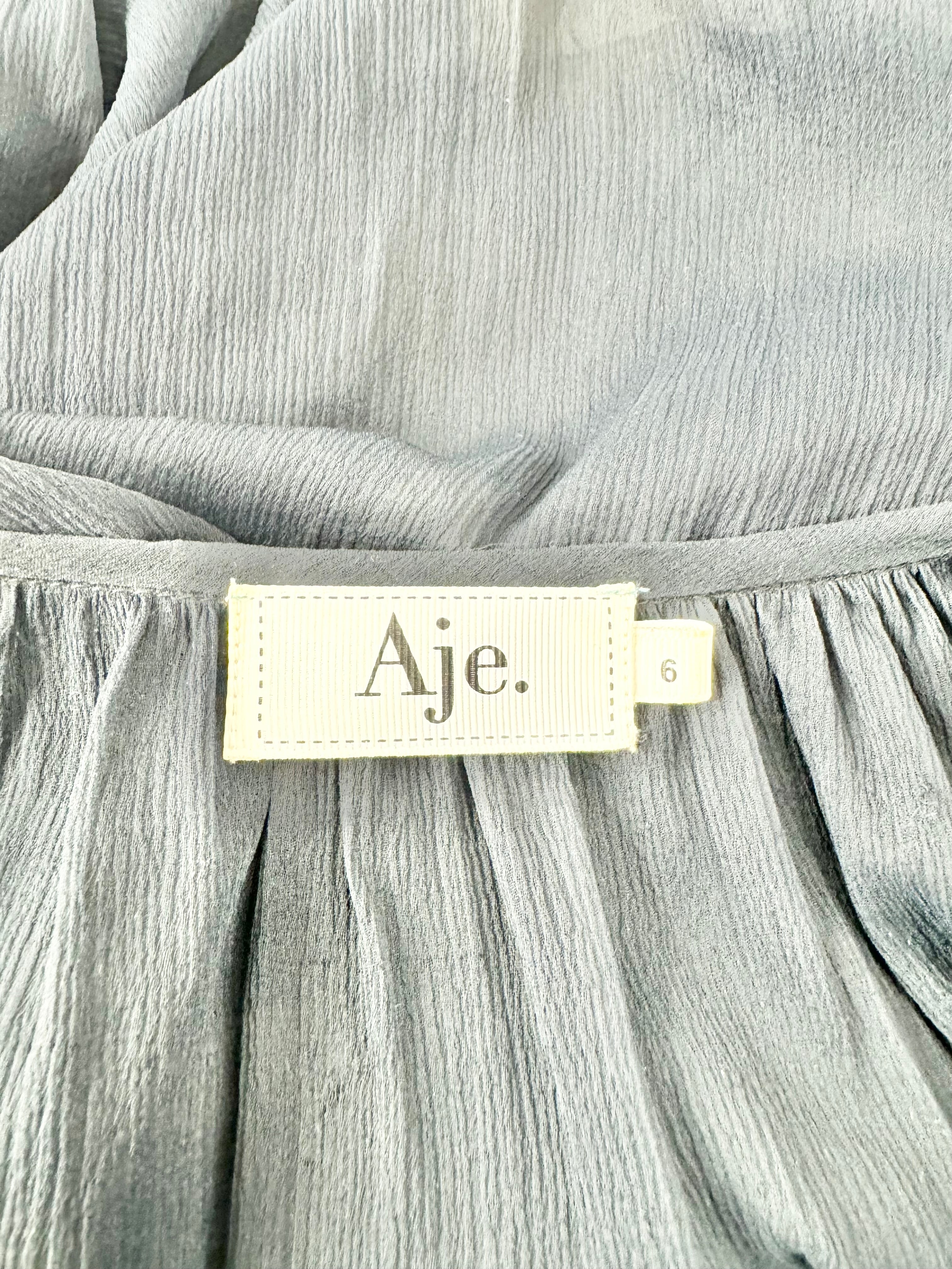 Aje Sheer Dark Navy Peasant Style Blouse - AU6
