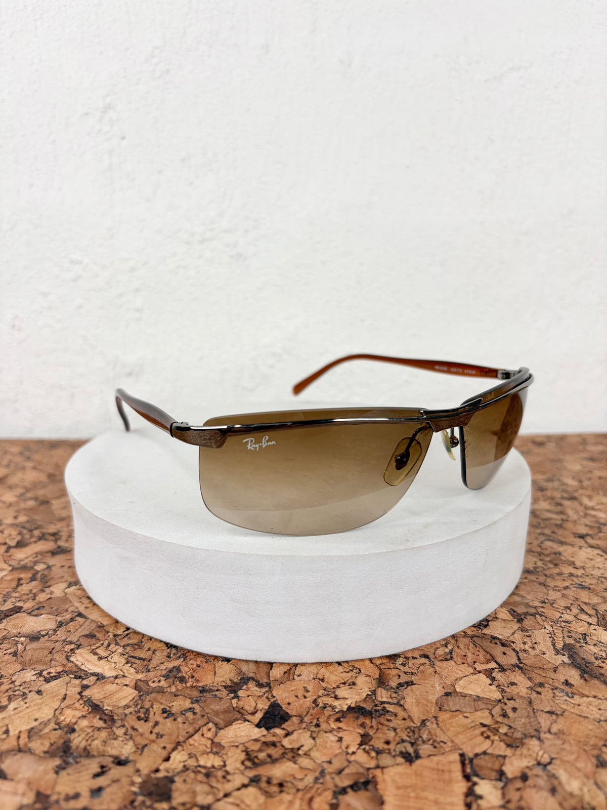Ray-Ban 3308 Discontinued Rimless Shield Gradient Sunglasses